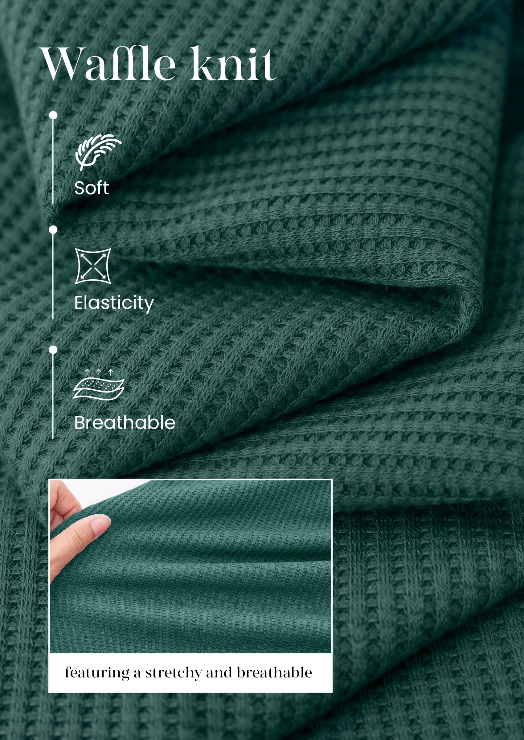Long Sleeve Shirts for Women Waffle Knit Tops,Green,S