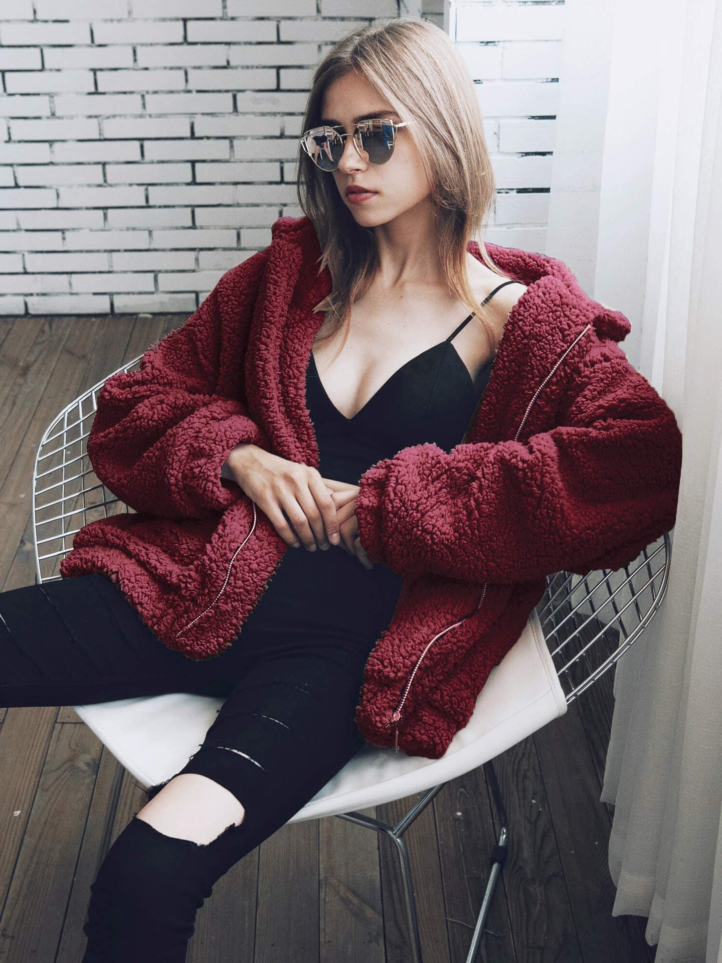 Oversized Sherpa Fleece Jacket Women's Winter Coats Outerwear