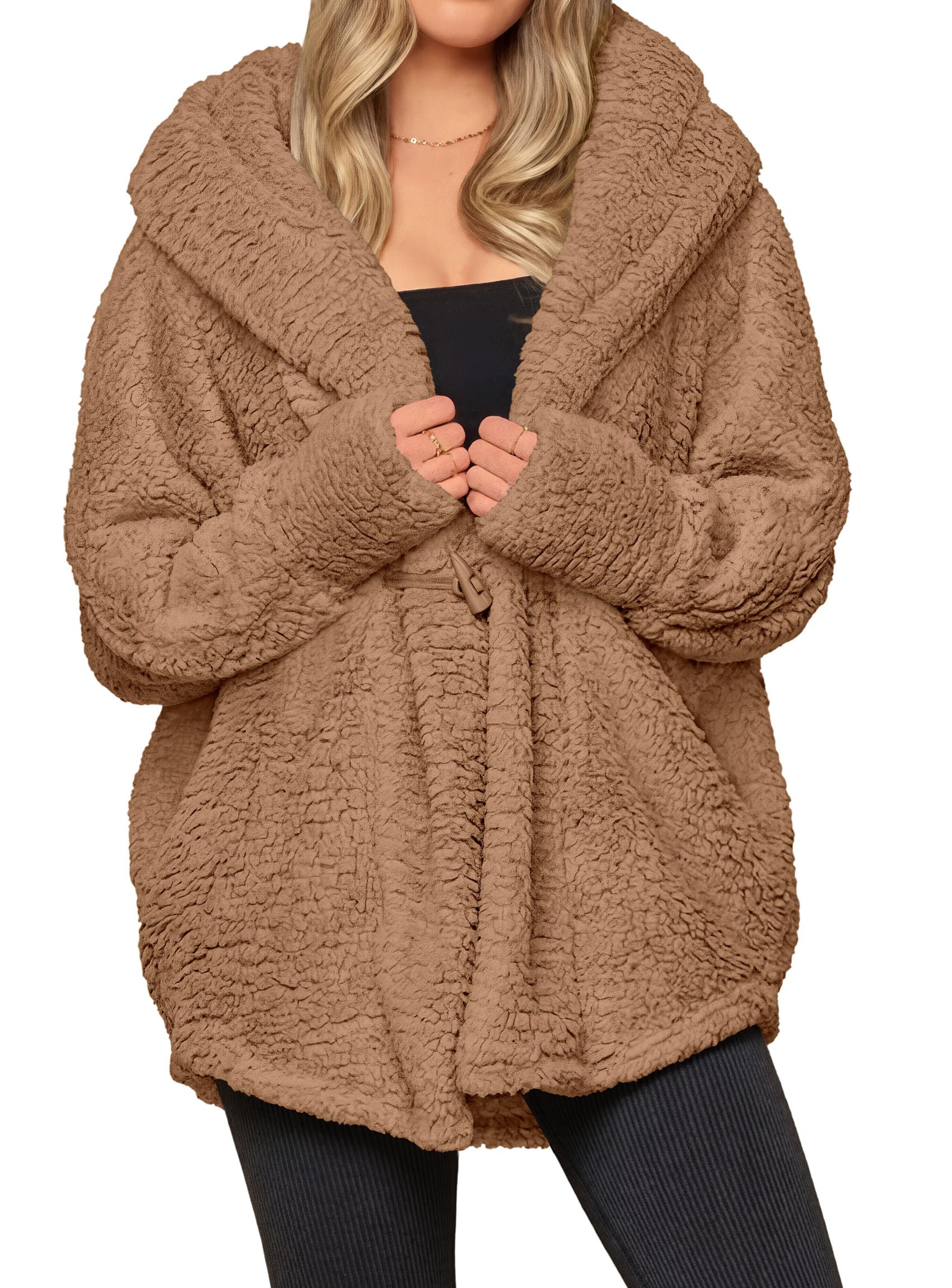 Women's Winter Warm Coats Hooded Faux Fur Sherpa Jacket