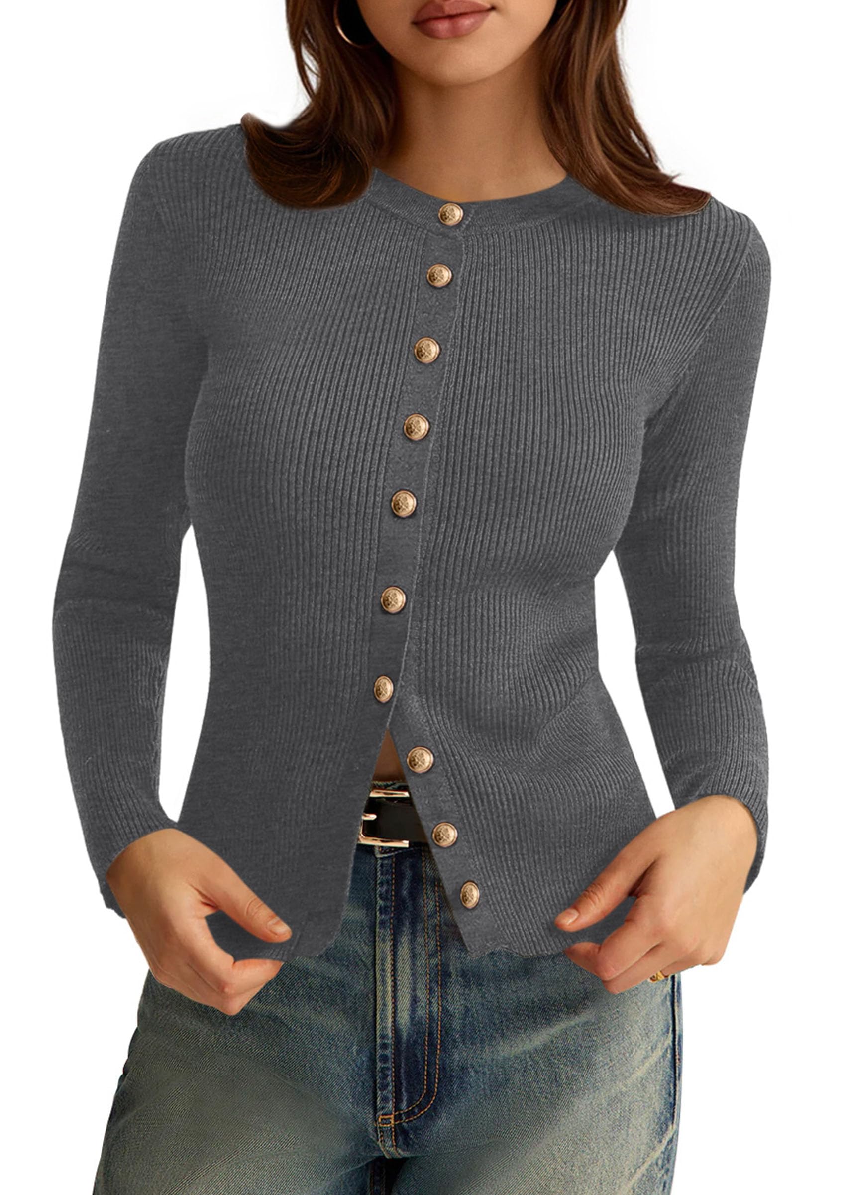 Women's Fall Lightweight Cardigan Sweaters,Grey,S