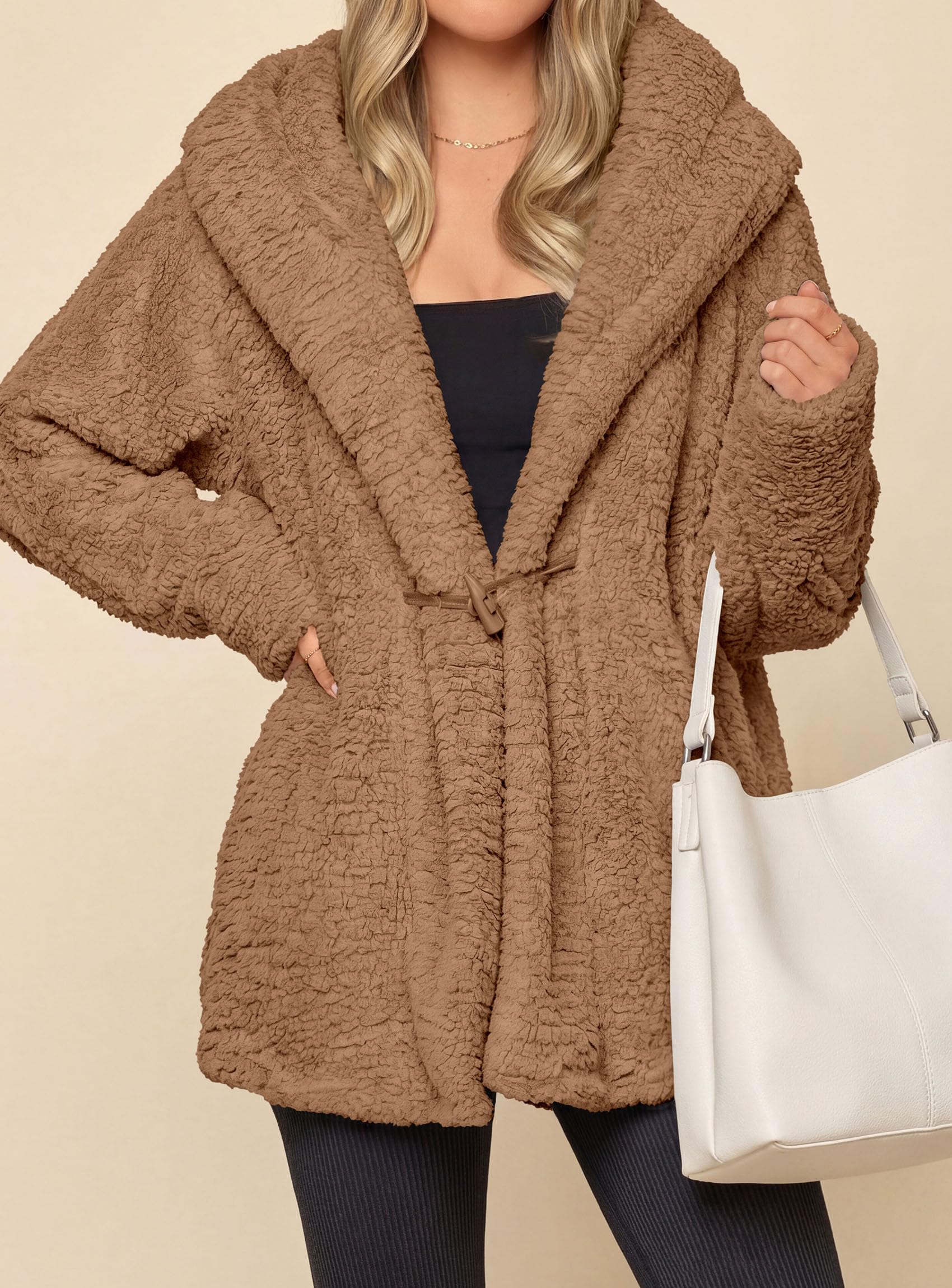Women's Winter Warm Coats Hooded Faux Fur Sherpa Jacket