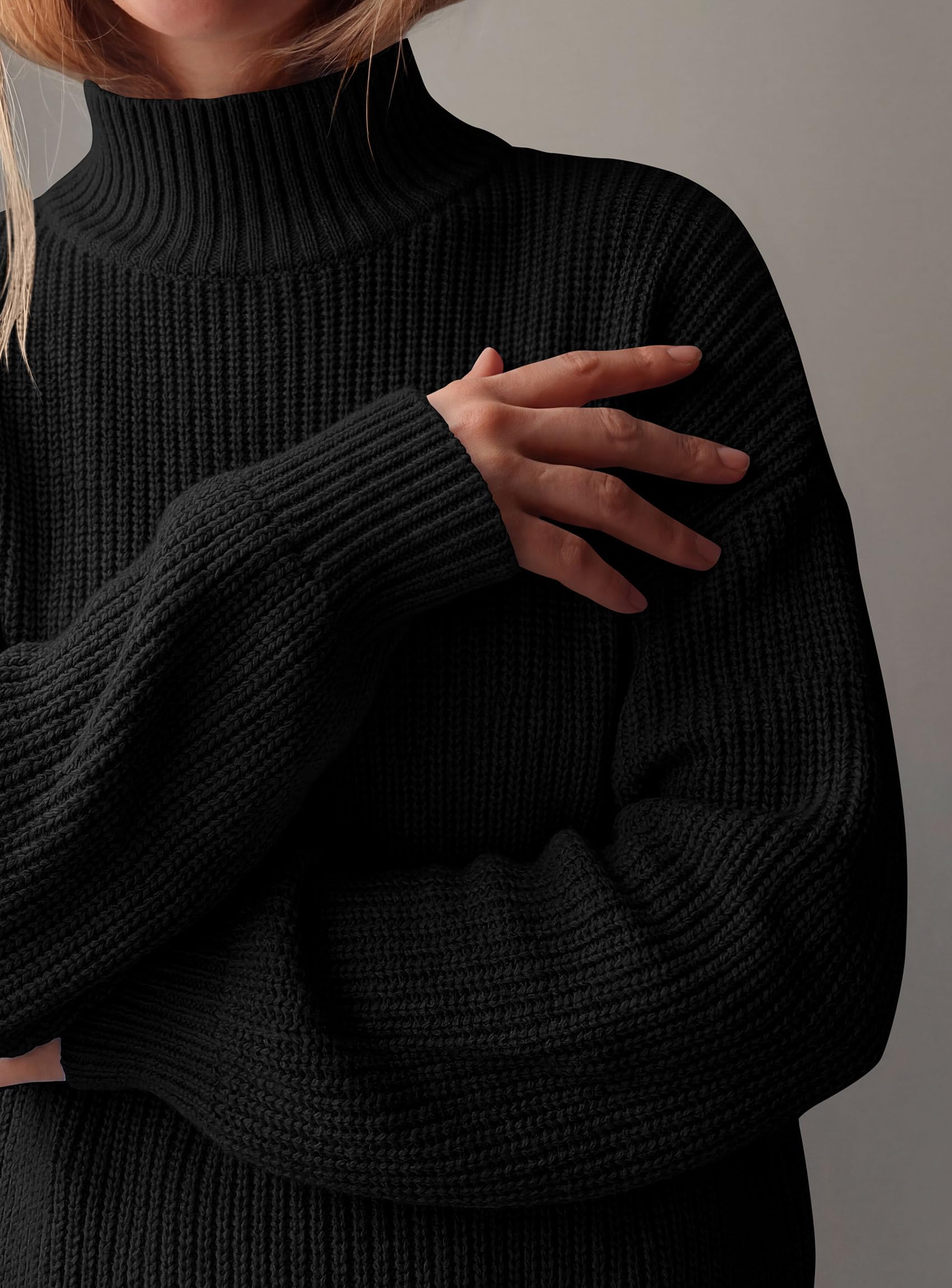 Women's Chunky Knit Fall Mock Turtleneck Pullover Sweaters