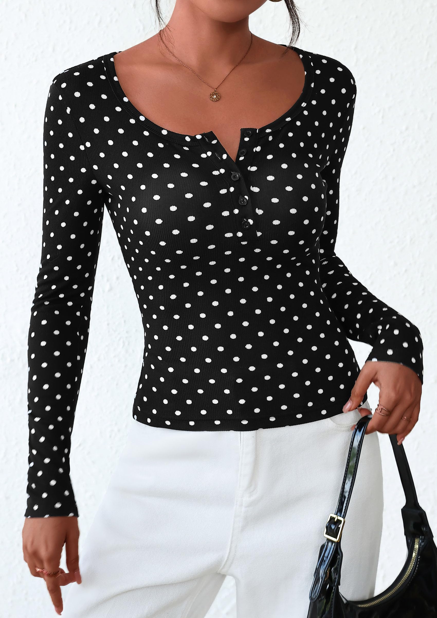 Women's Fall Long Sleeve Henley T Shirts