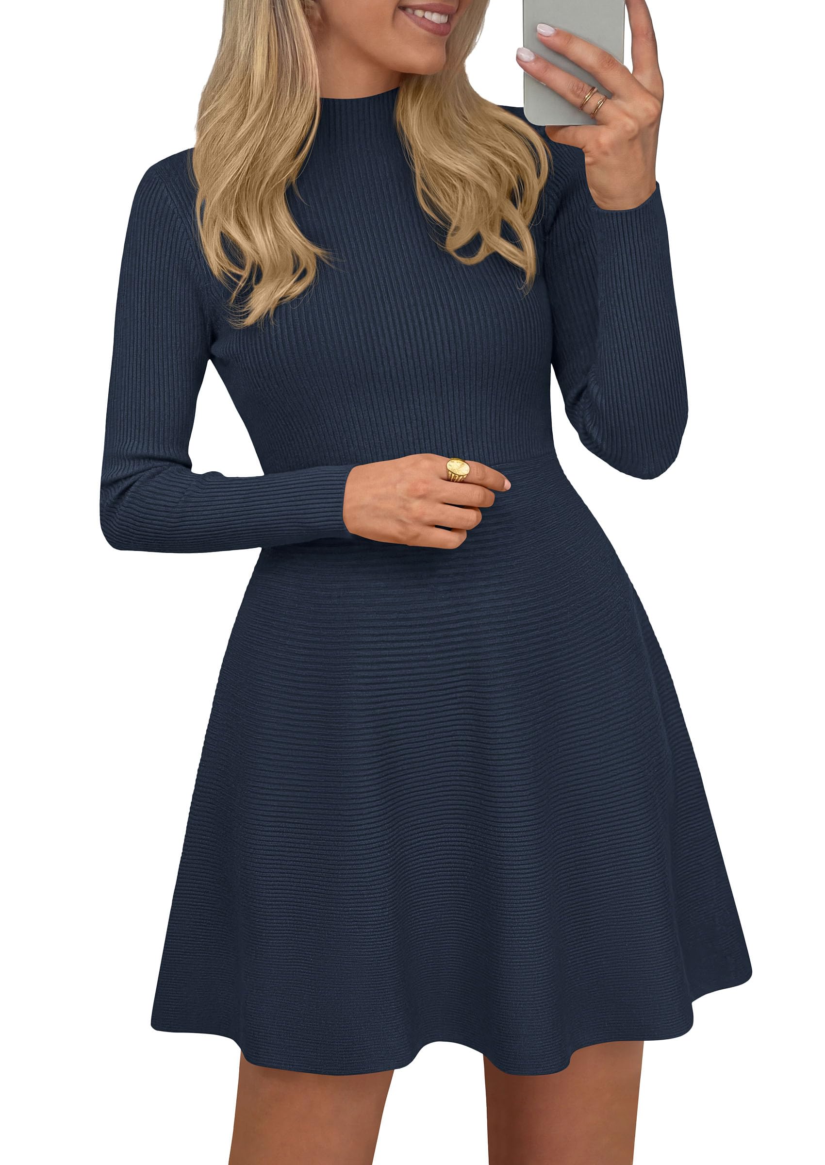 Women's Knit A Line Short Sweater Dress for Fall Wedding Guest