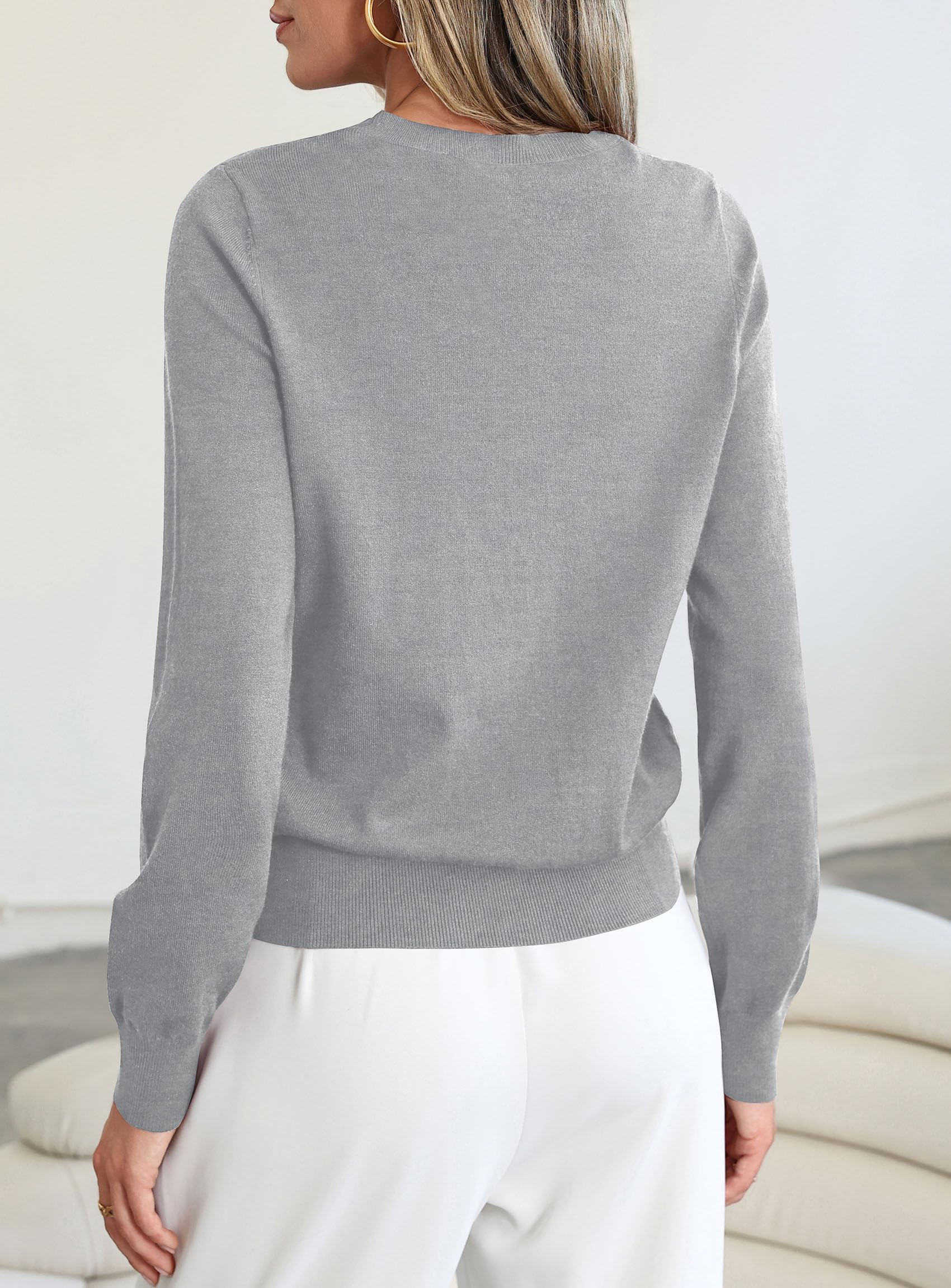 Womens Fall Basic Long Sleeve Sweater,Grey,M