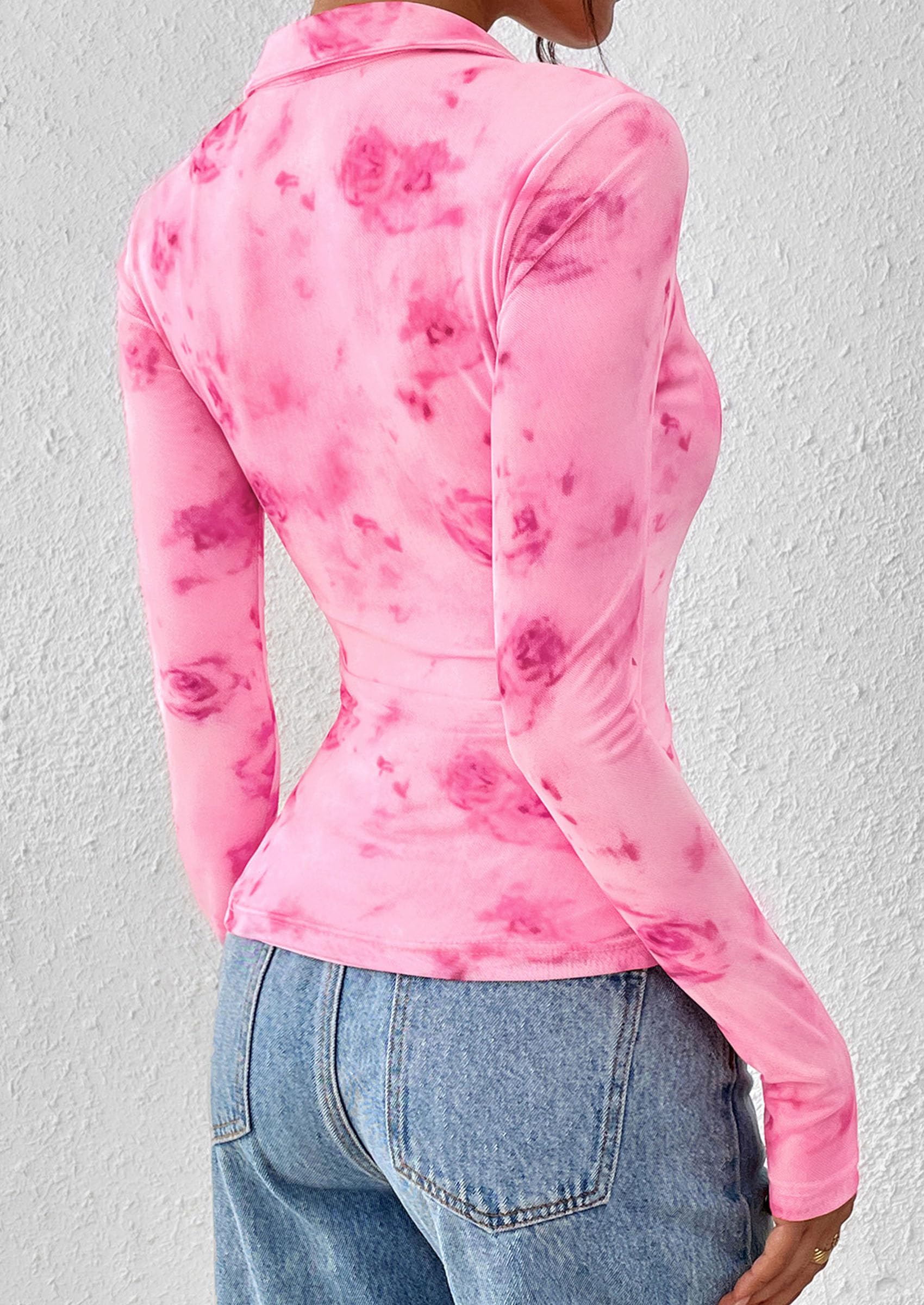 Women's Button Down Shirts Boho Mesh Floral Going Out Tops