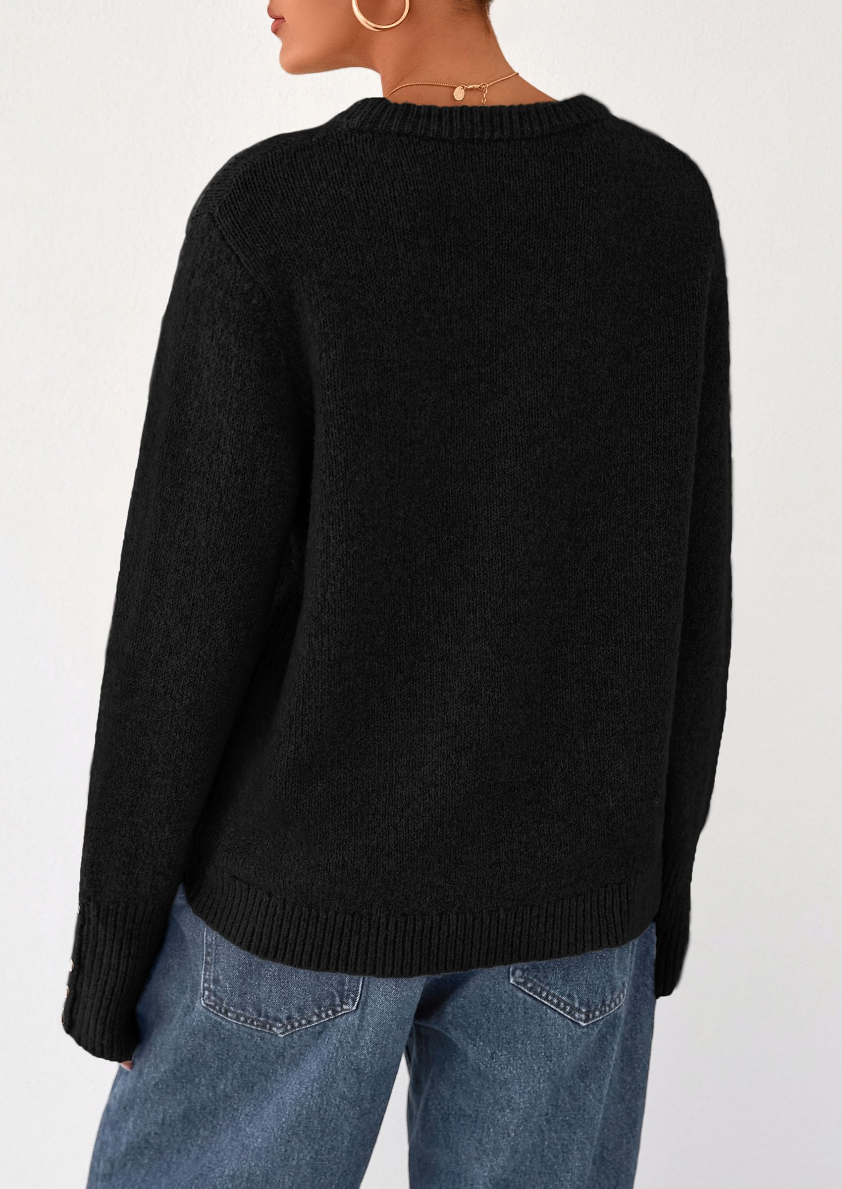 Fall Sweaters for Women Cozy Casual Pullover Ribbed Knit Tops