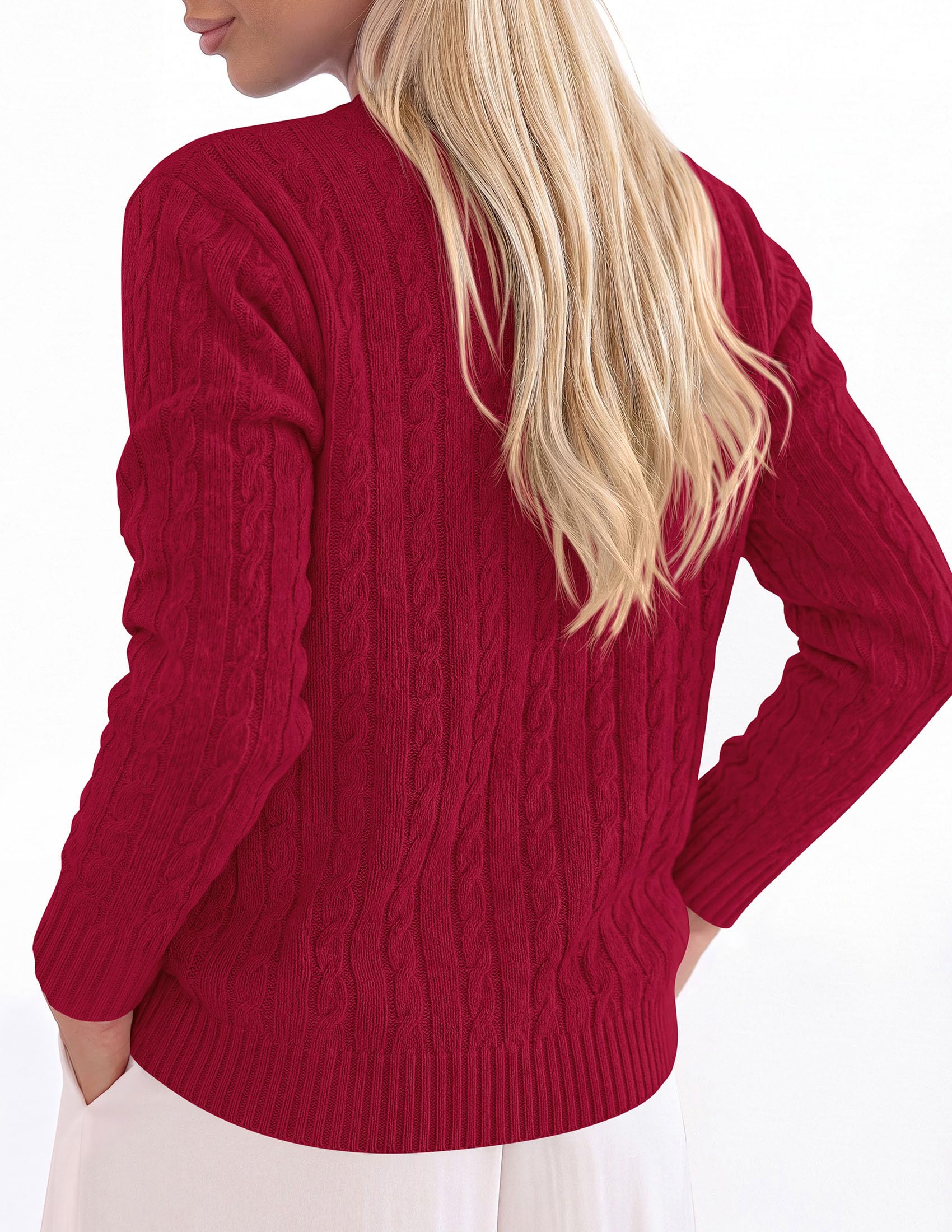 Womens Cable Knit Crewneck Fall Sweater Long Sleeve Tops 2026