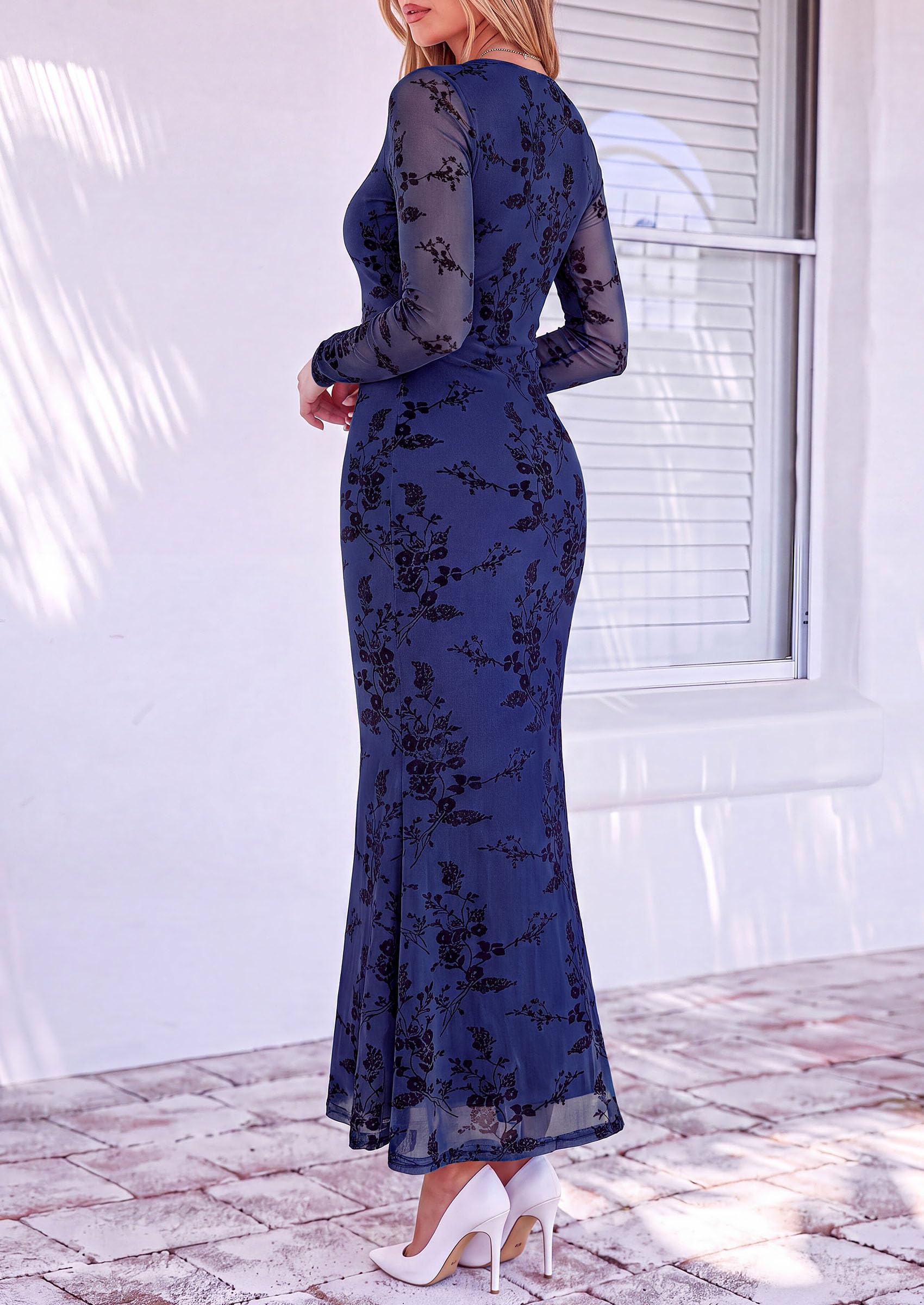Women's Formal Floral Maxi Dress Fall Wedding Guest Dresses