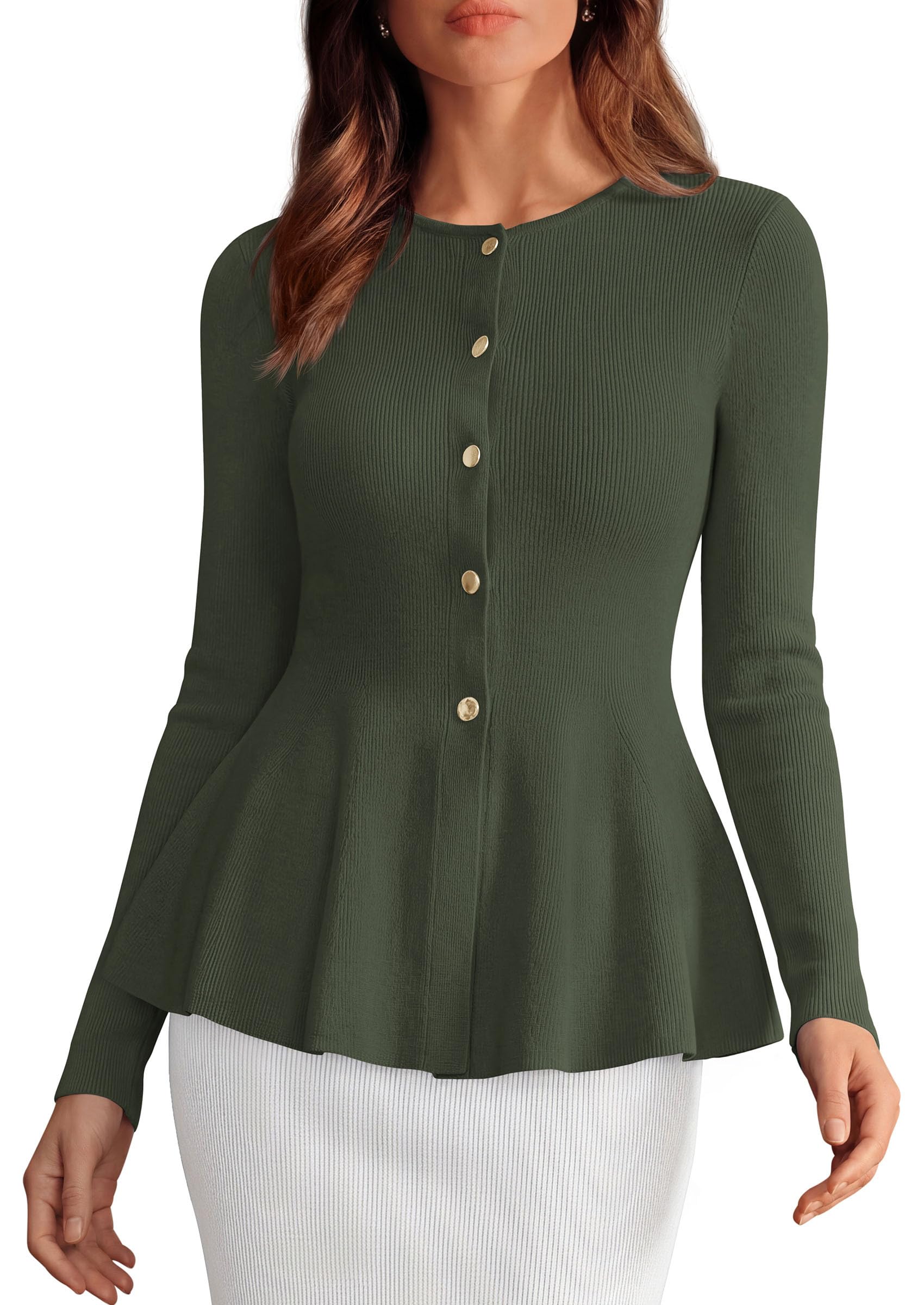 Women's Fall Lightweight Cardigan Sweaters, Army Green,S