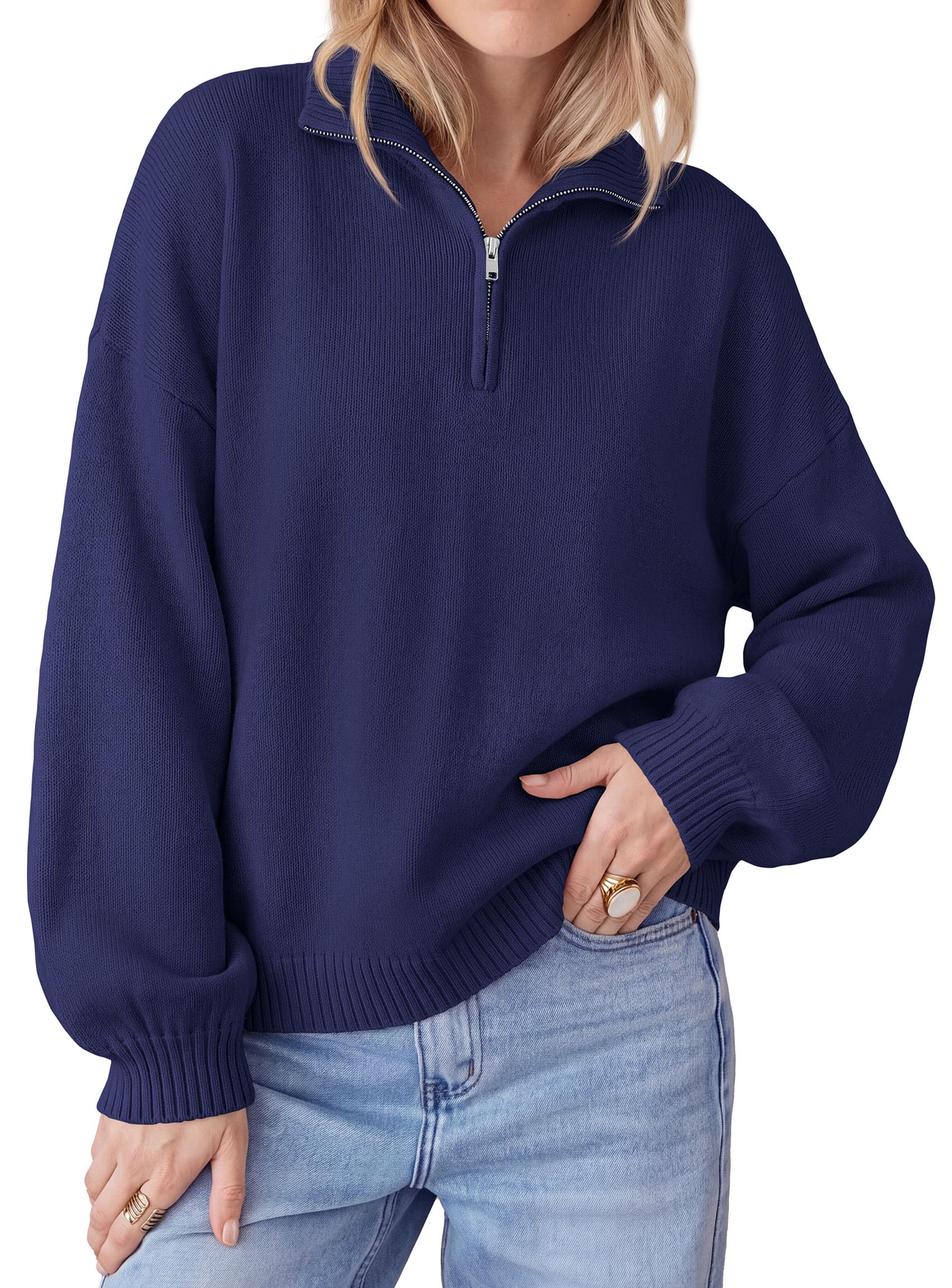 Women's Sweaters Oversized Quarter Zip Pullover Fall Outfits