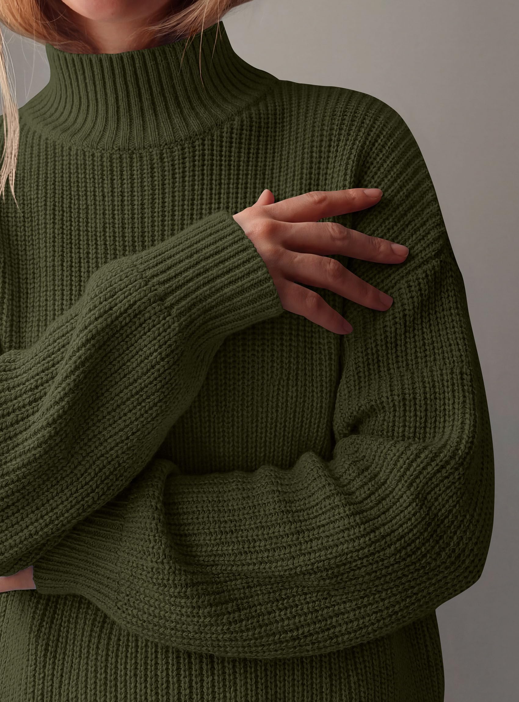Women's Chunky Knit Fall Mock Turtleneck Pullover Sweaters