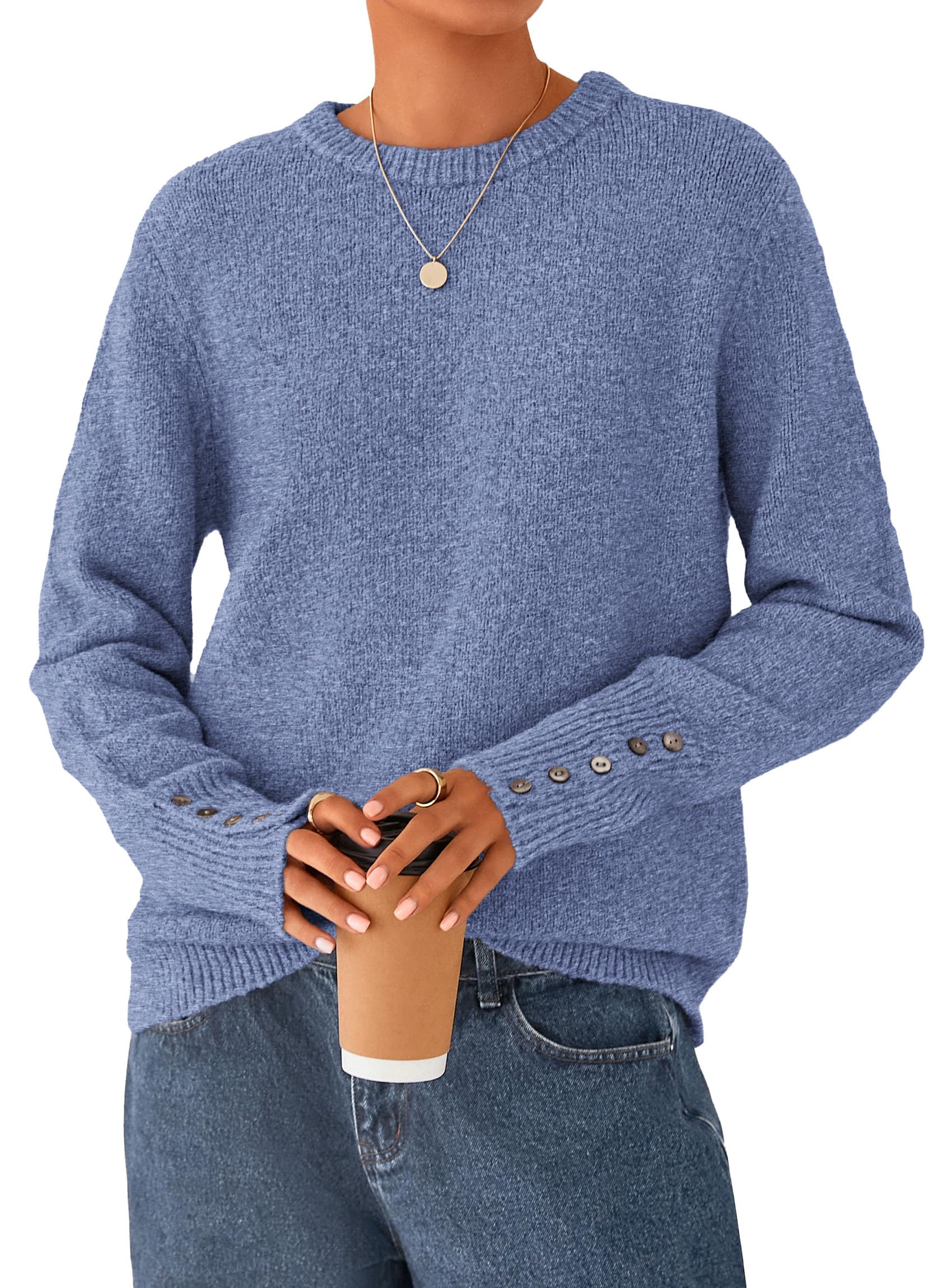Fall Sweaters for Women Cozy Casual Pullover Ribbed Knit Tops