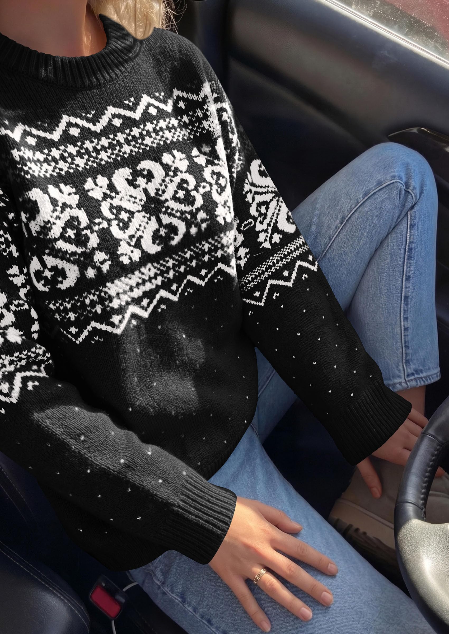 Sweaters for Women Fair Isle Oversized Pullover Fall Outfits