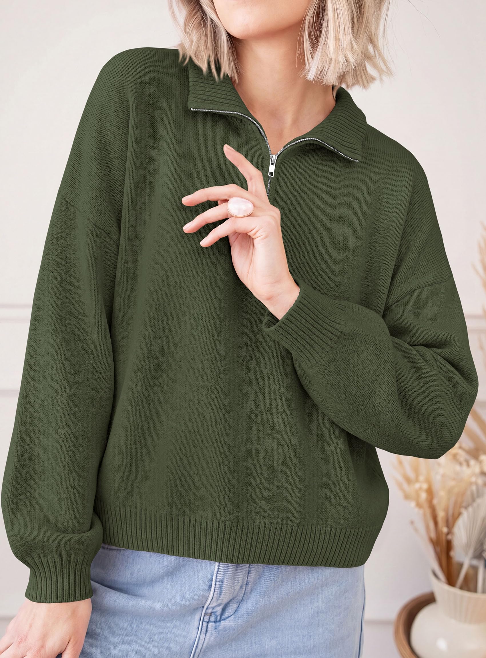 Women's Sweaters Oversized Quarter Zip Pullover Fall Outfits