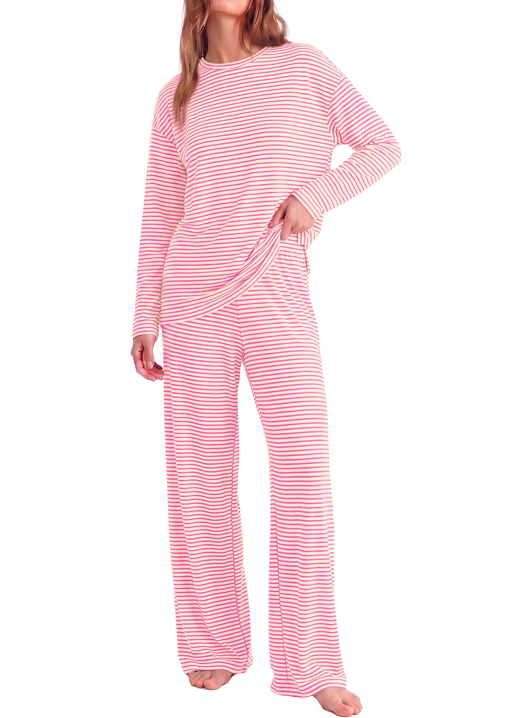 Womens Striped Lounge Set Fall Winter 2 Piece Sets