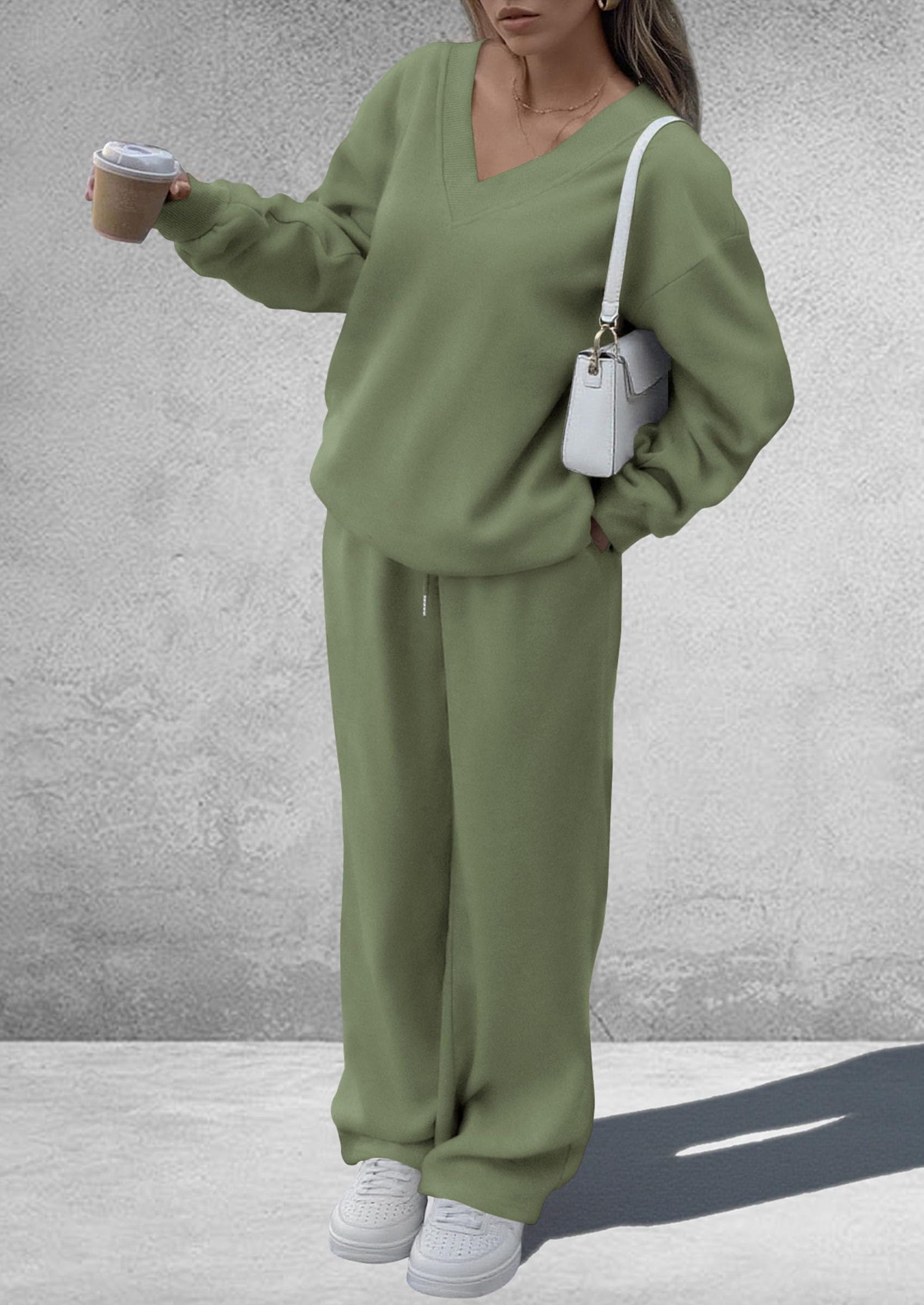 Womens 2 Piece Outfits Fall Sweatsuits,Green,S