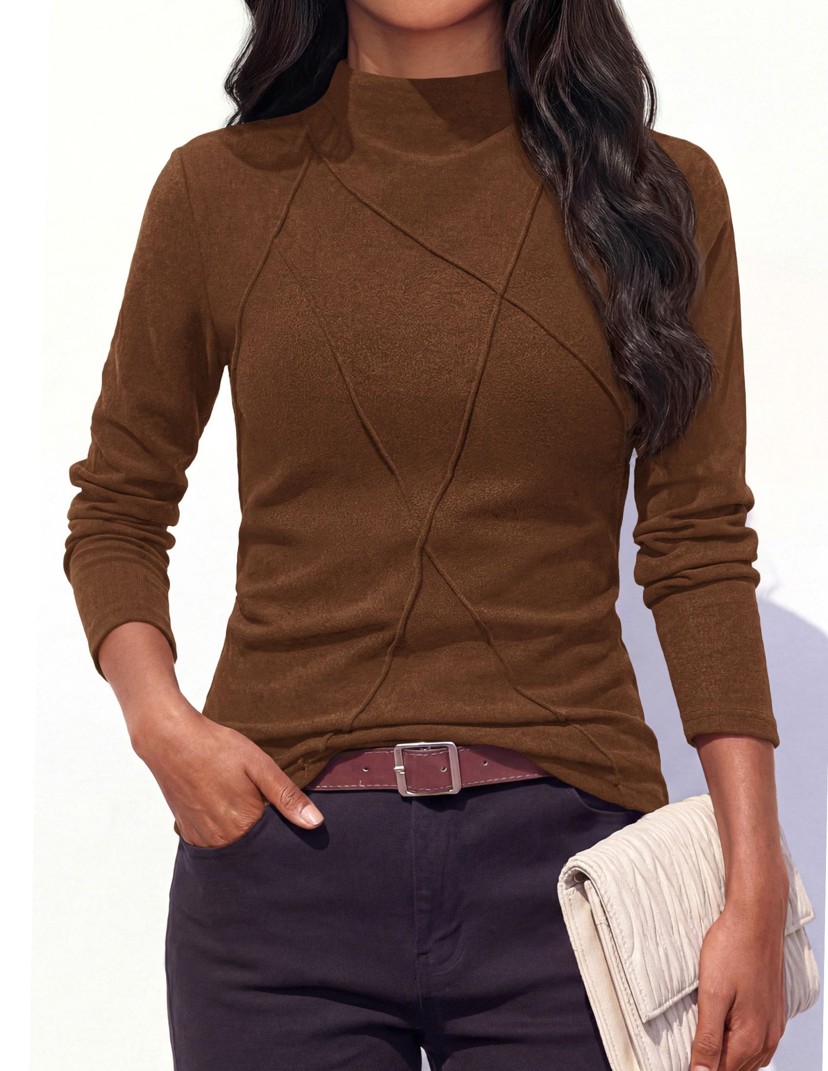 Women's Mock Neck Long Sleeve Shirts Underscrub Fall Tops