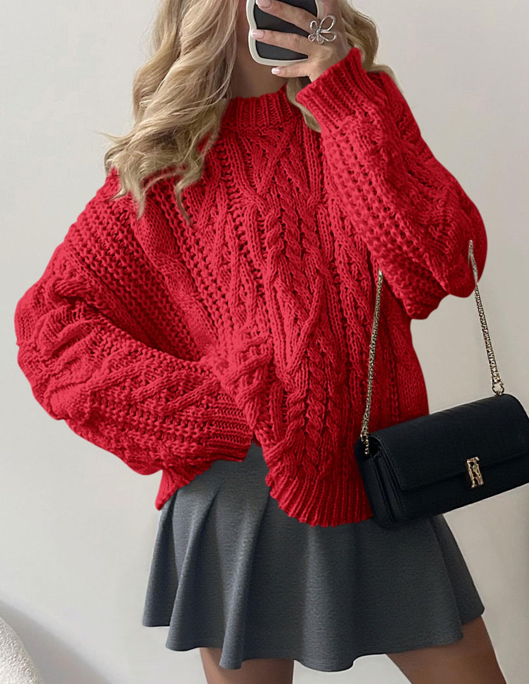 Womens Oversized Fall Sweaters Chunky Cable Knit Pullover Tops