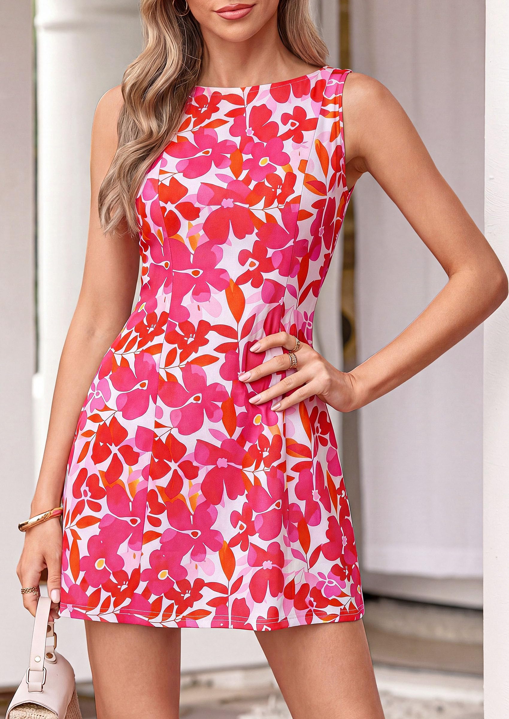 Women's Summer Floral Mini Dress A Line Sun Dresses