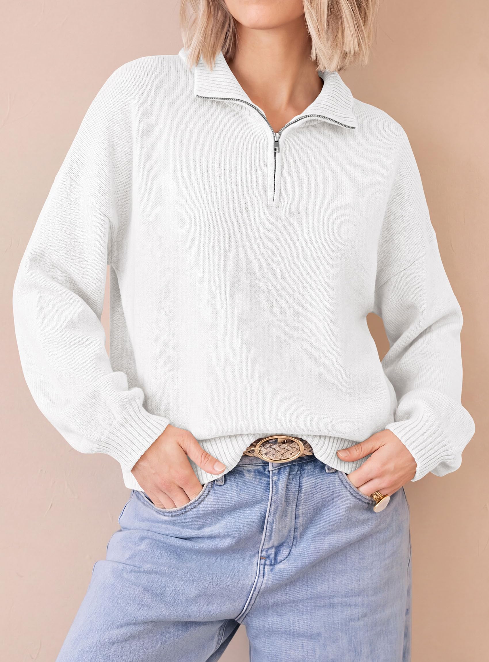 Women's Sweaters Oversized Quarter Zip Pullover Fall Outfits