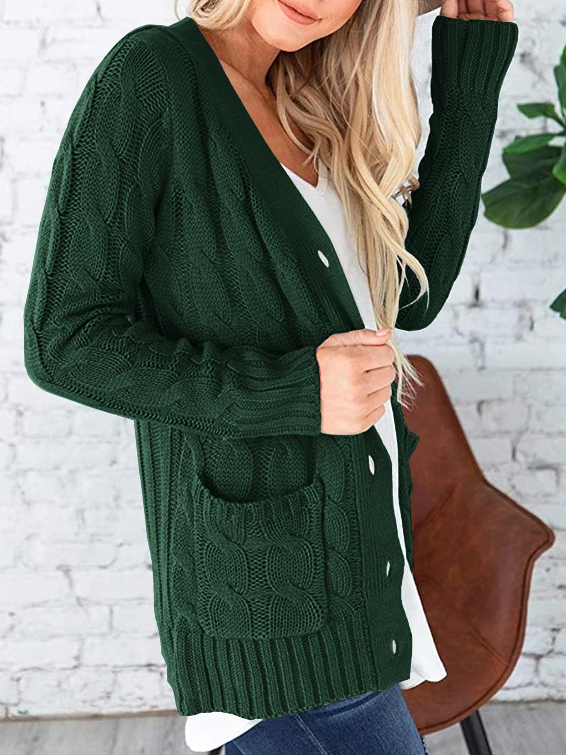 Women Chunky Cable Knit Cardigan Sweaters Fall Fashion Clothes