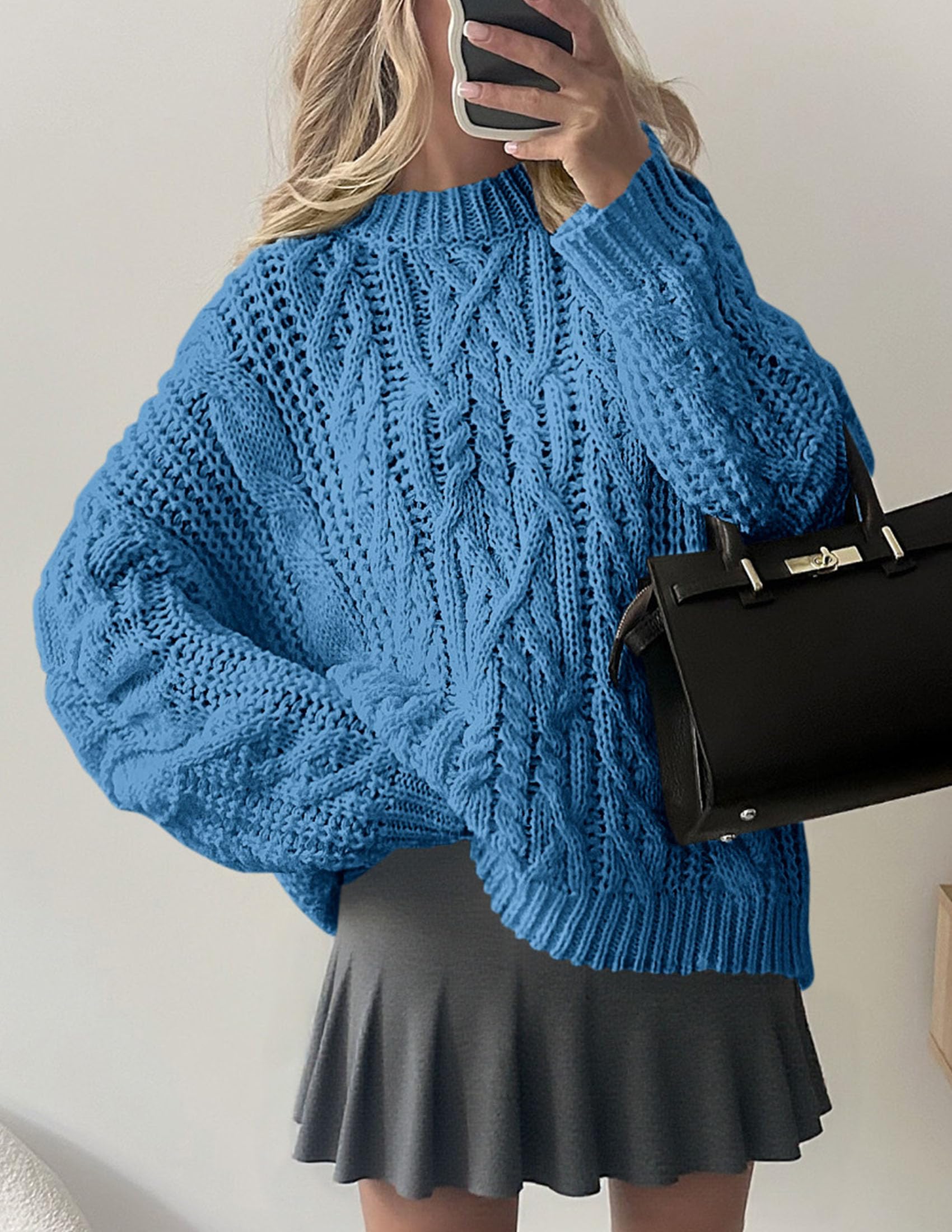 Womens Oversized Fall Sweaters Chunky Cable Knit Pullover Tops