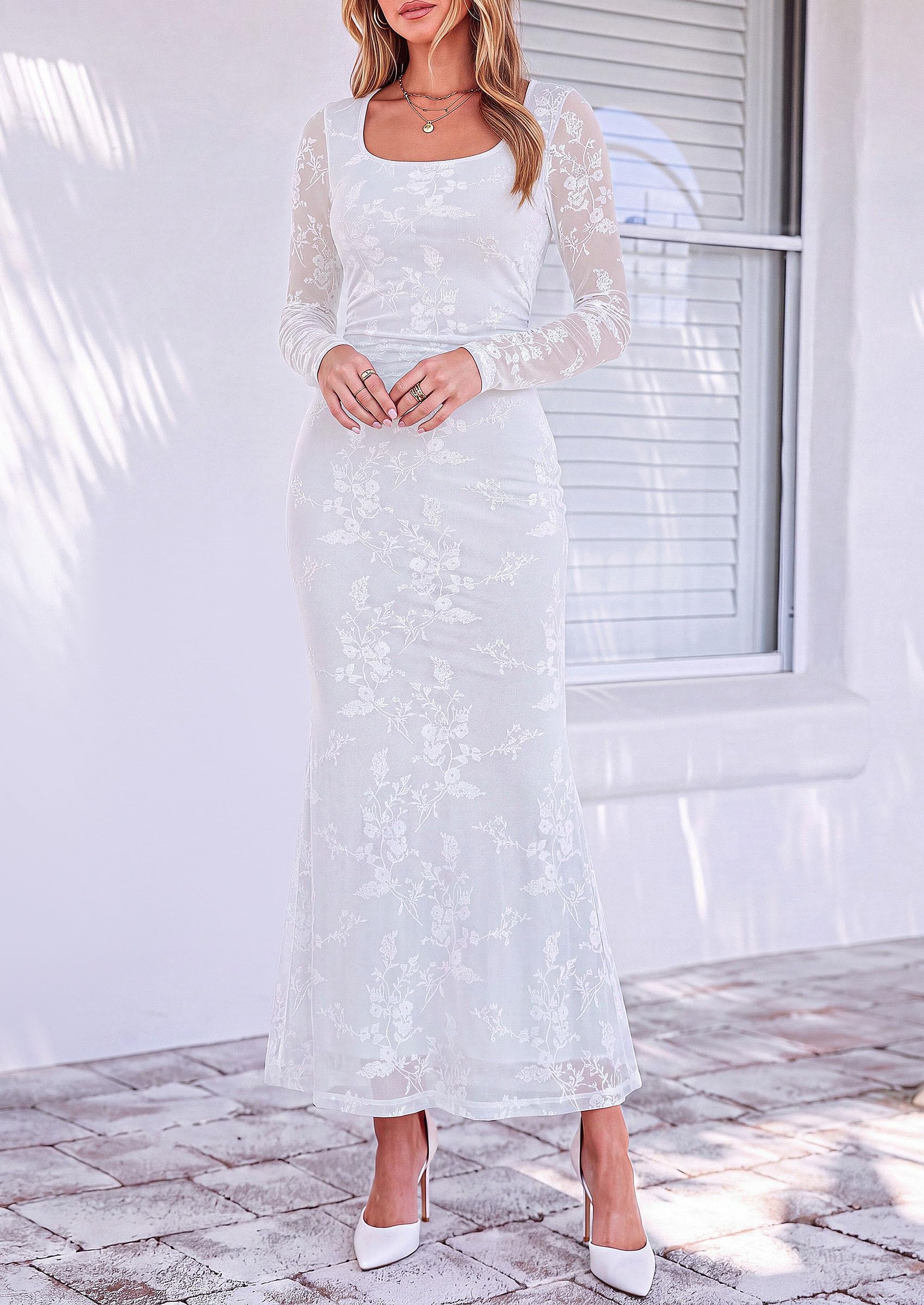 Women's Formal Floral Maxi Dress Fall Wedding Guest Dresses