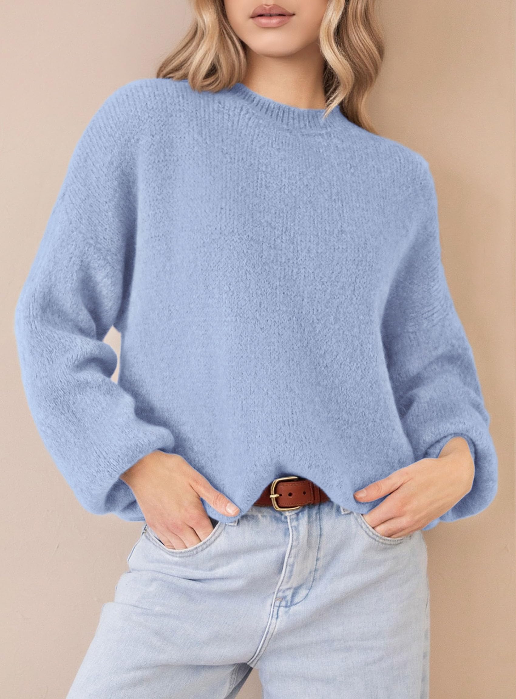 Women's Fall Oversized Holiday Sweaters (Light Blue,S)