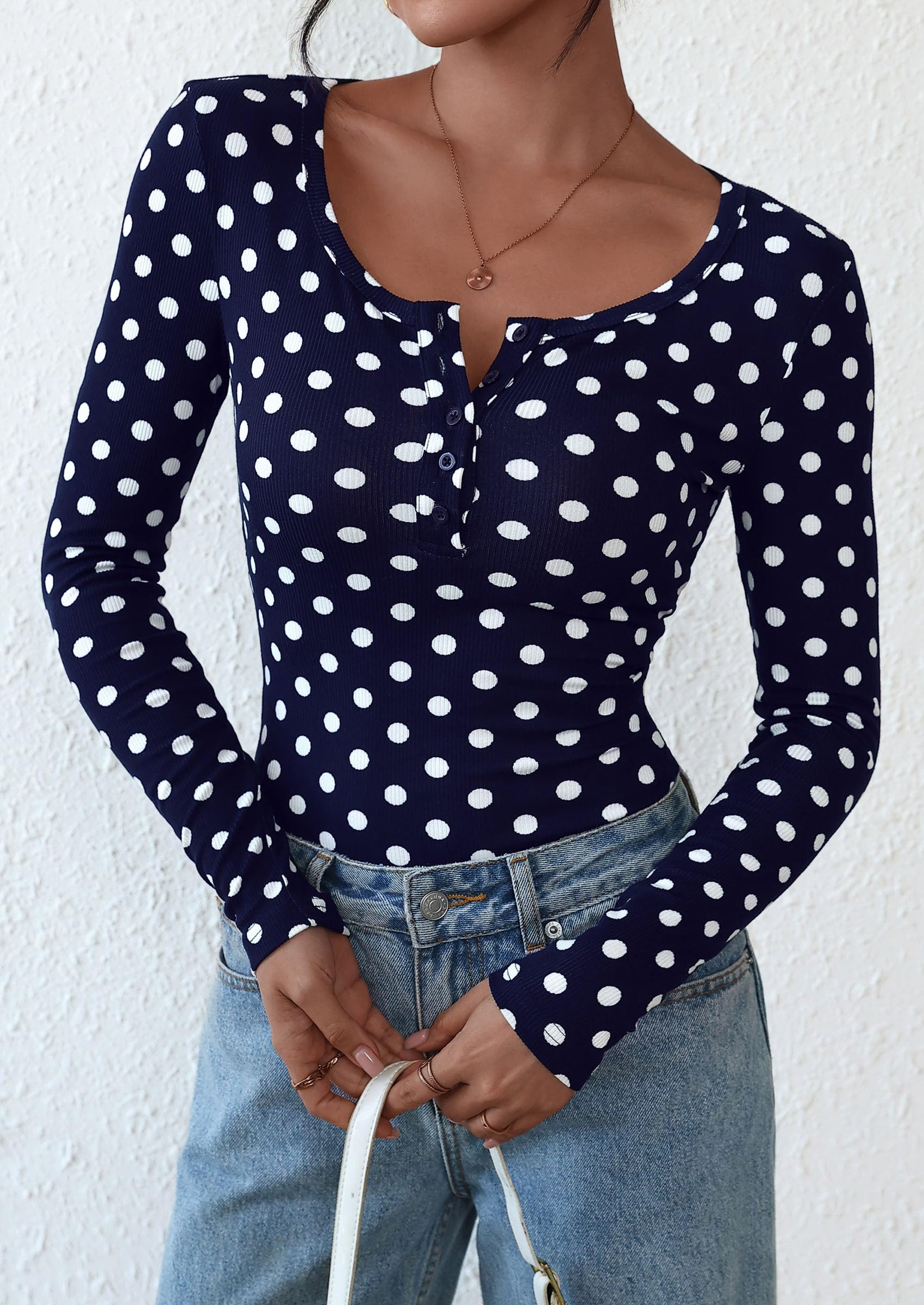 Women's Fall Long Sleeve Henley T Shirts