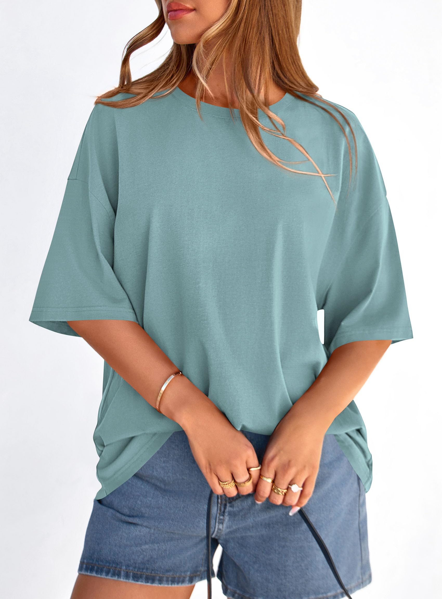 Women's Oversized Tshirts Going Out Tops (Sage Green,S)