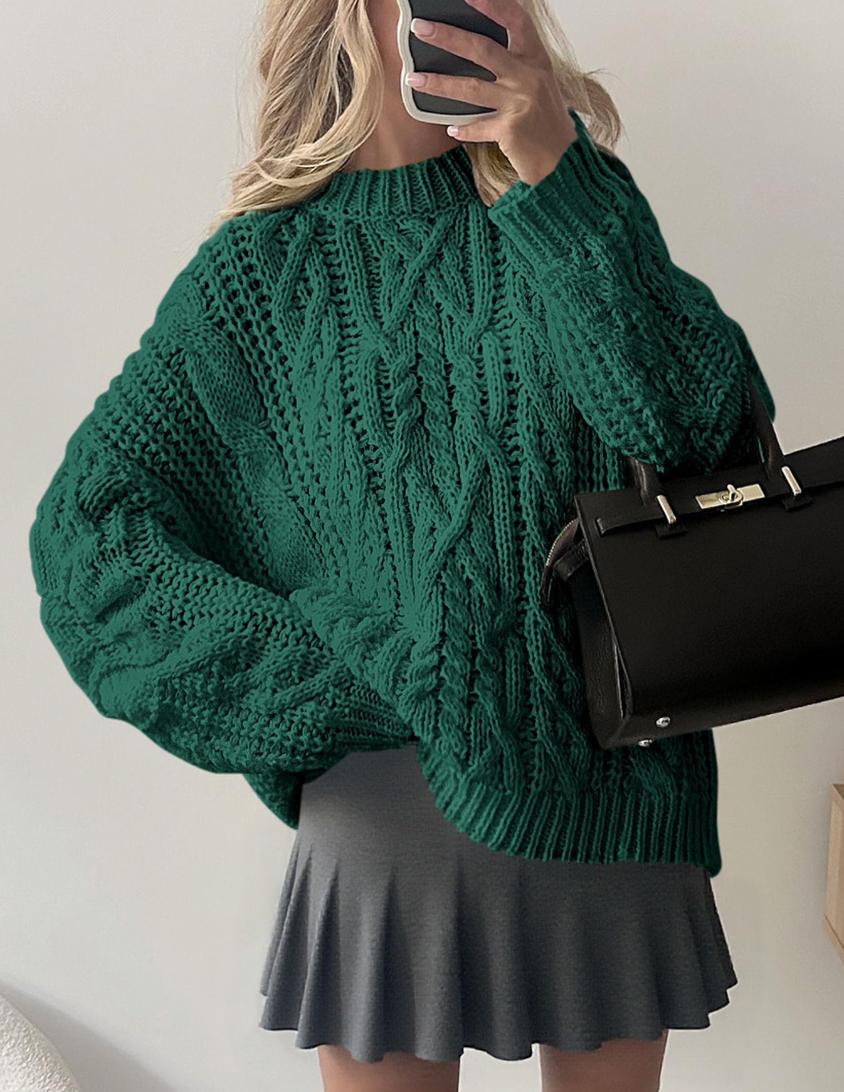 Womens Oversized Fall Sweaters Chunky Cable Knit Pullover Tops