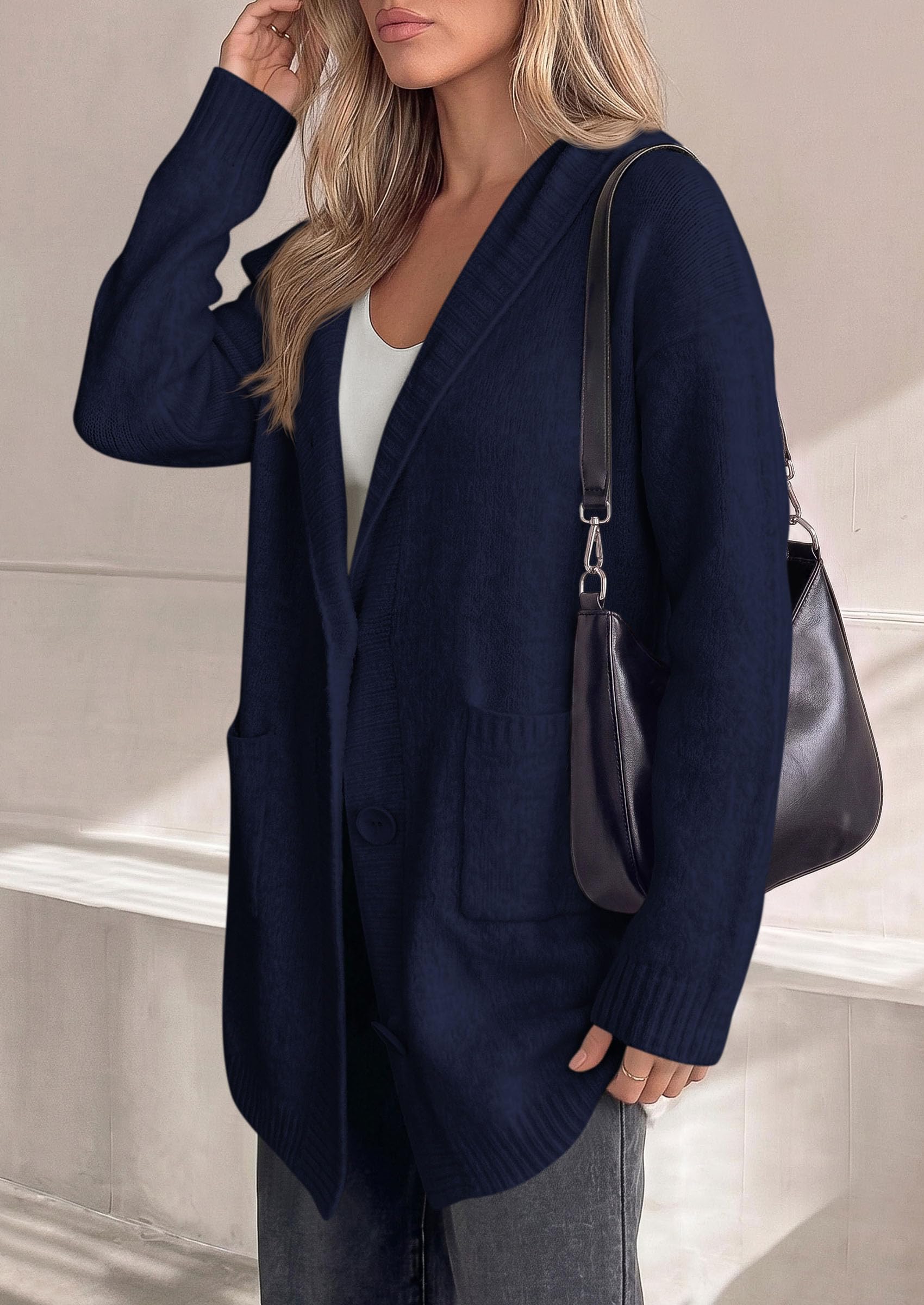 Women's Long Cardigans Fall Hooded Button up Oversized Sweater