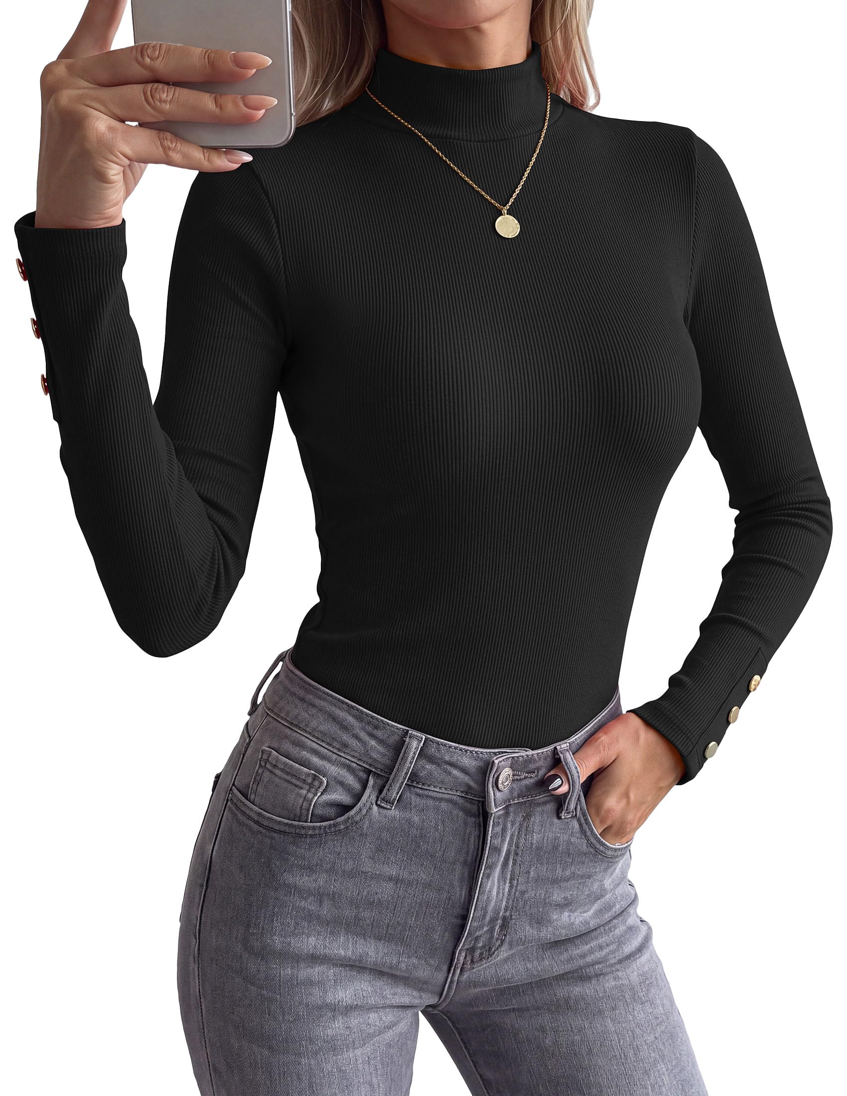 Women's Long Sleeve Shirts Fall Going Out Tops,Black,XS