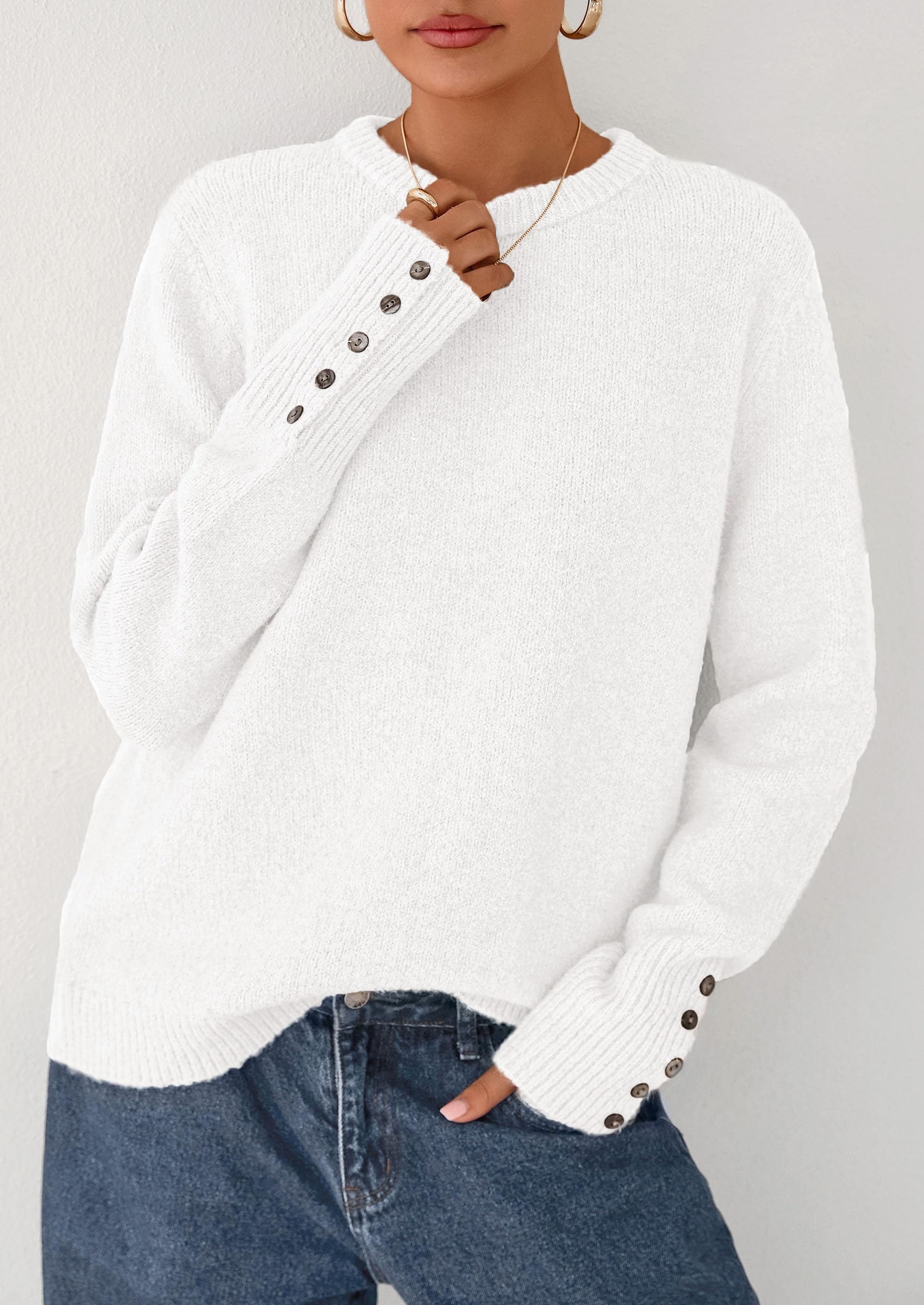 Fall Sweaters for Women Cozy Casual Pullover Ribbed Knit Tops