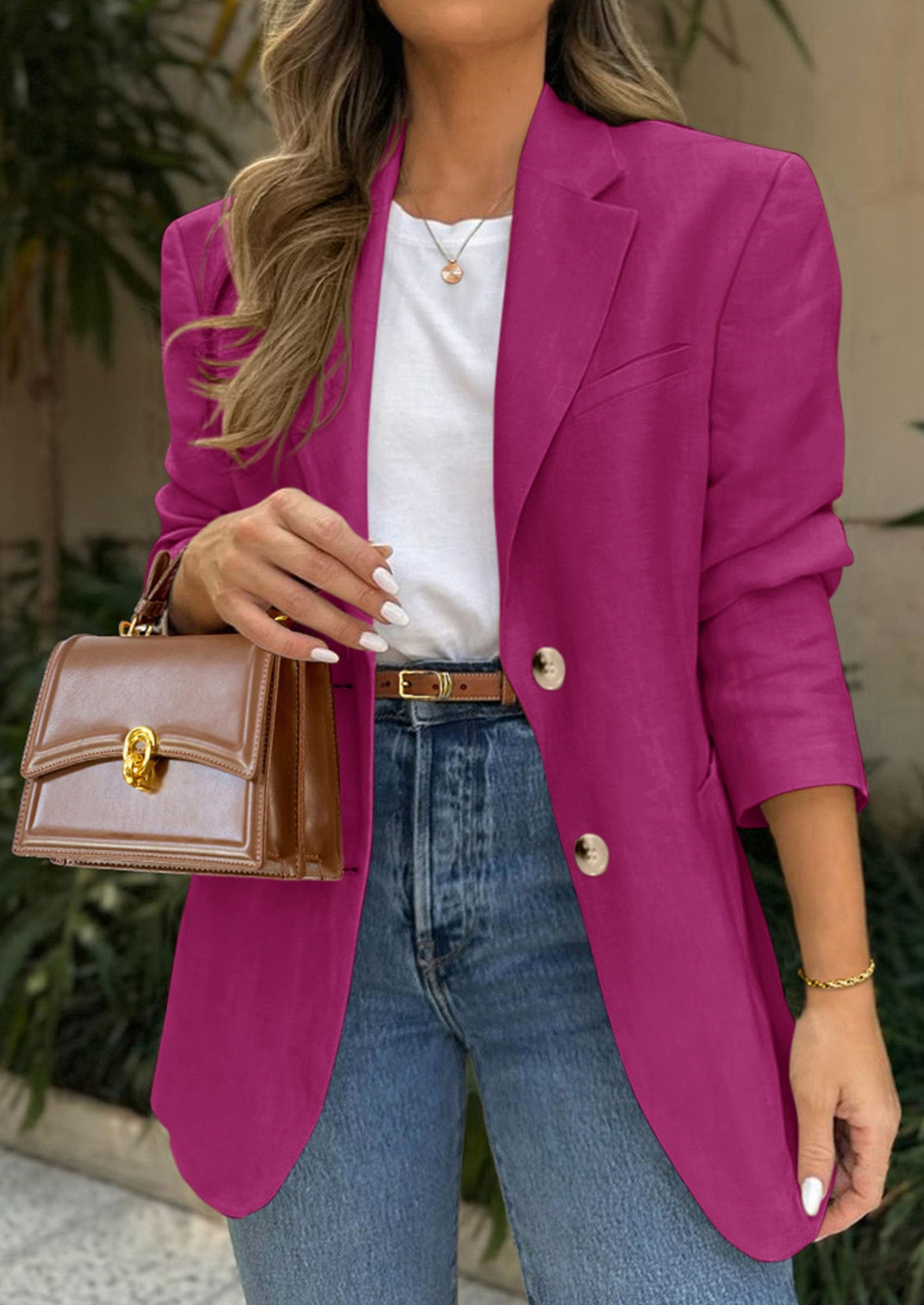 2026 Blazers for Women Business Casual,Rose Pink,XS