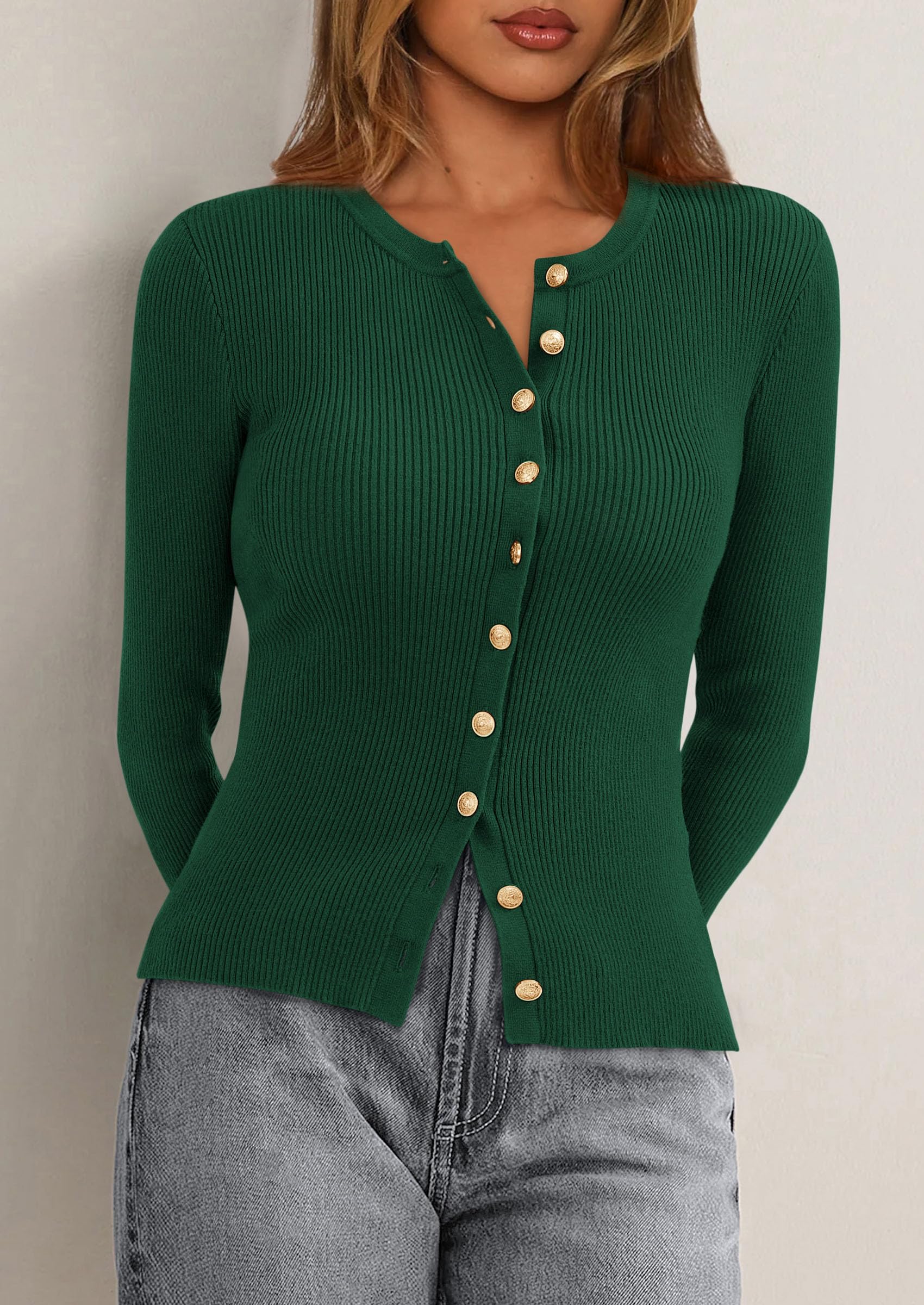 Women's Fall Lightweight Cardigan Sweaters,Dark Green,S
