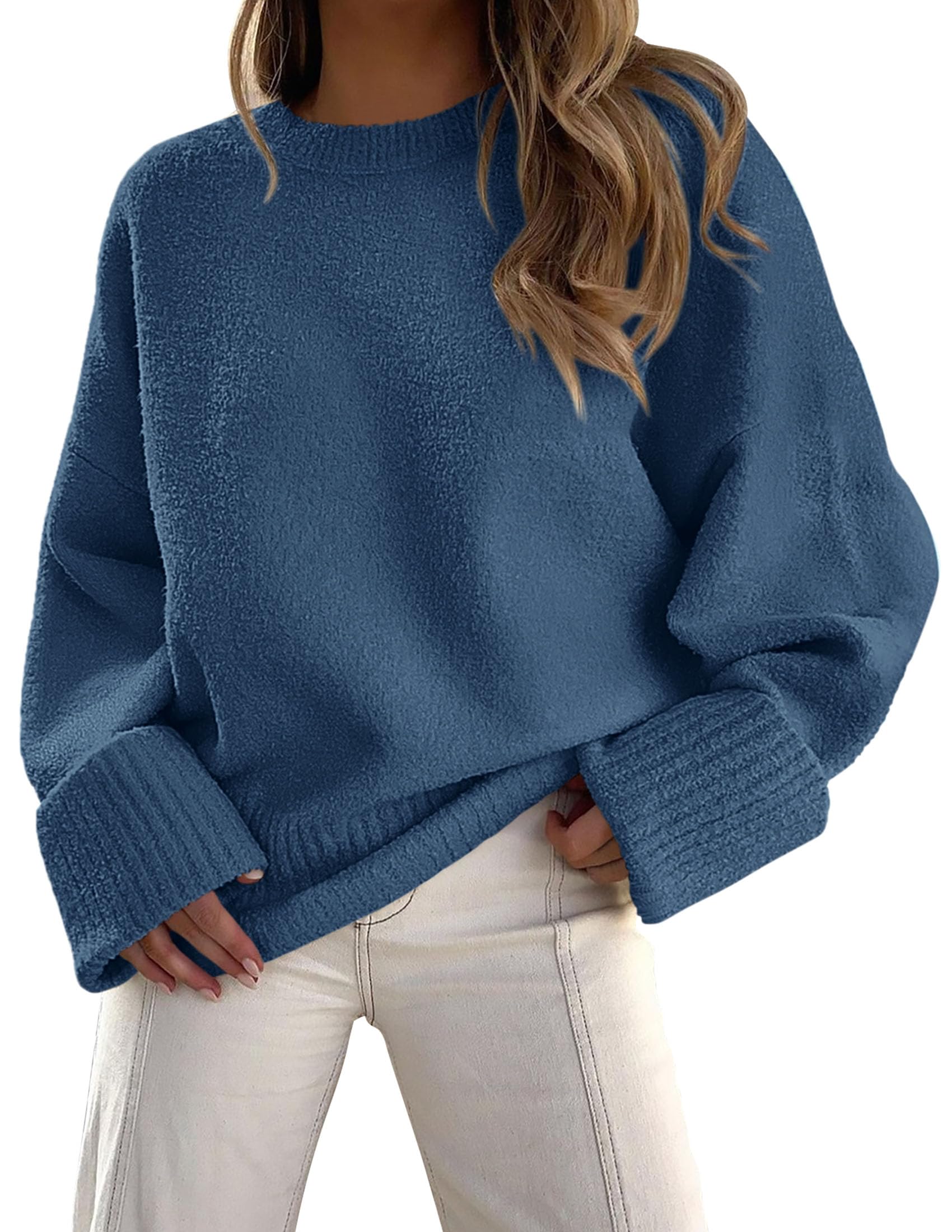 Women's Fall Fashion Cozy Oversized Sweaters(Dusty Blue,XS)