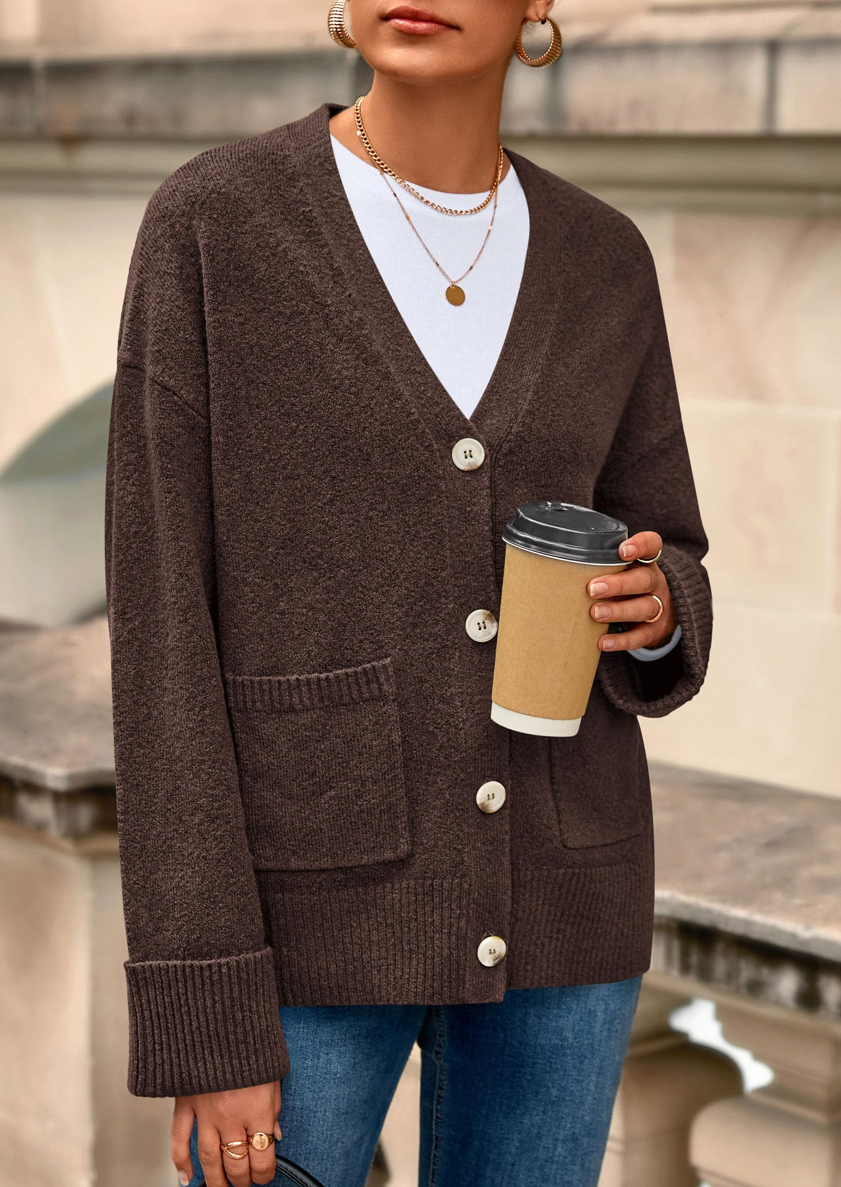Women's Winter Oversized Cardigan Sweaters (Brown,S)