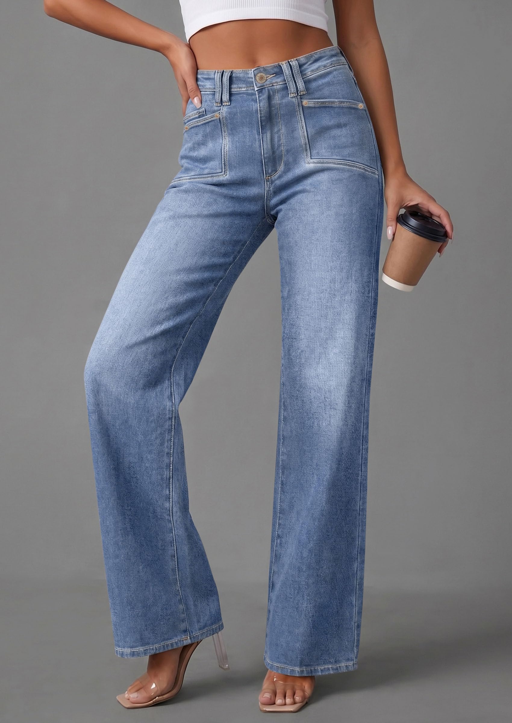High Waisted Wide Leg Jeans for Women 2026 Trendy,Dusk Blue,4
