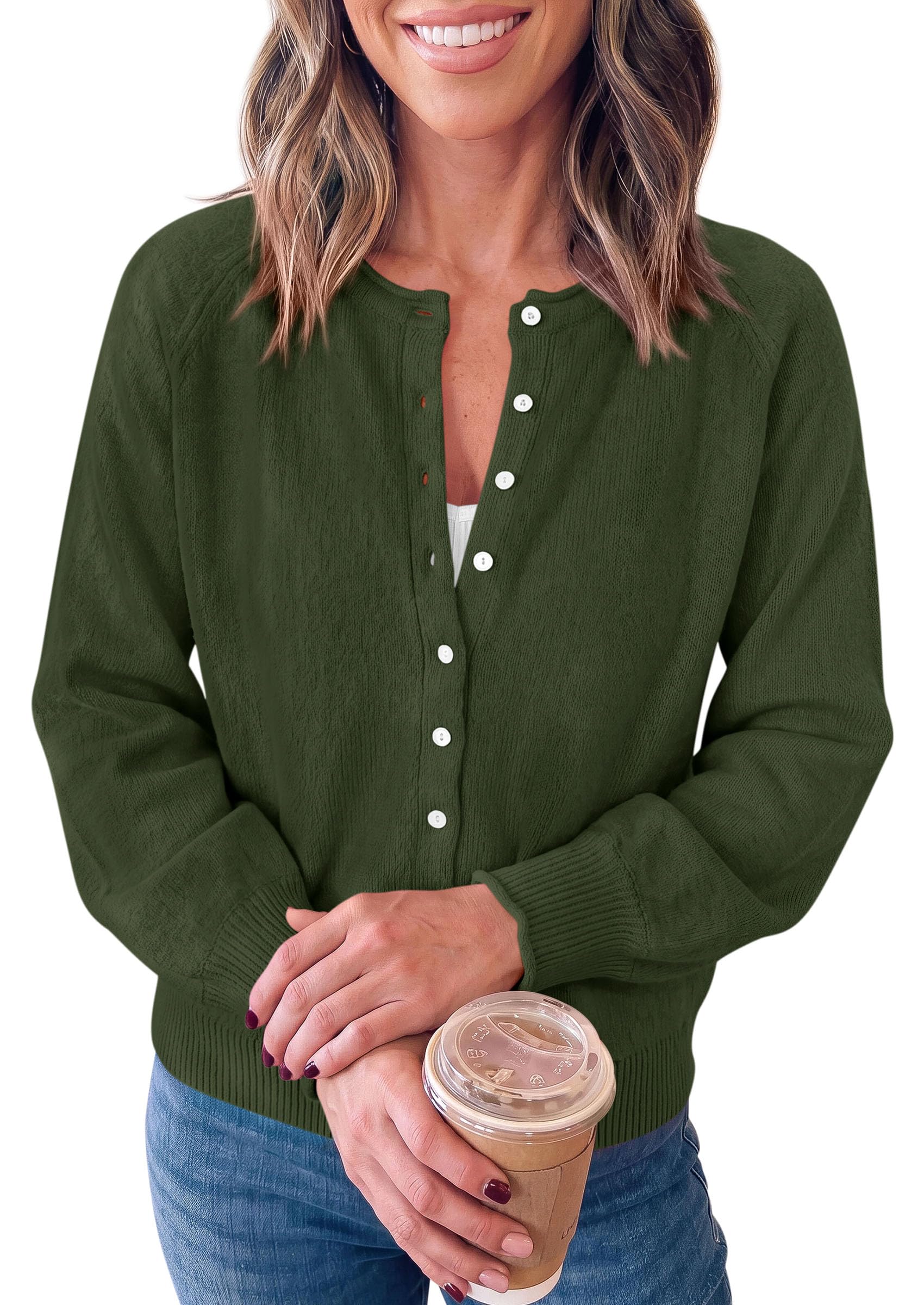 Women's Knit Button Up Cardigan Fall Lightweight Cozy Sweaters