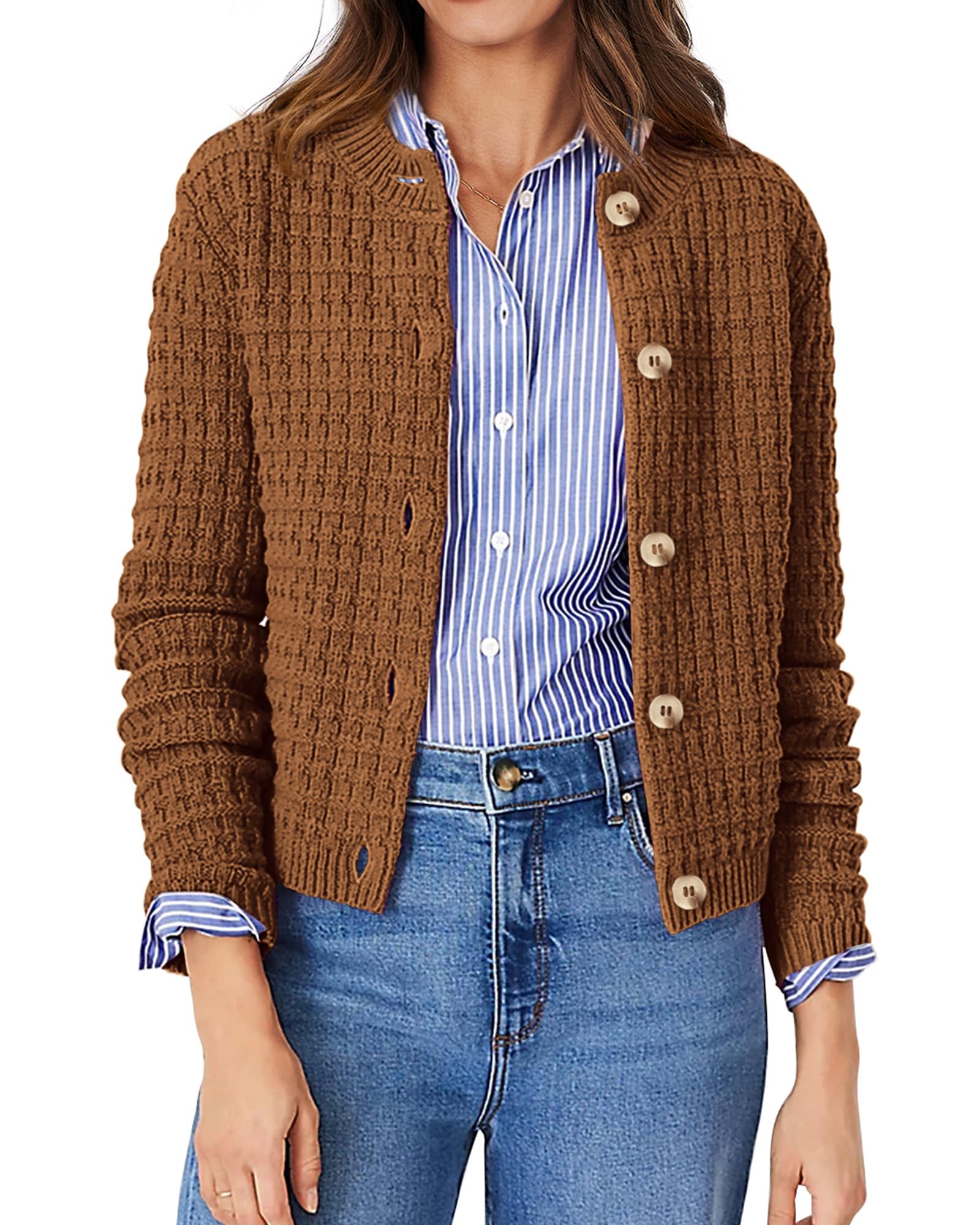 Women's Fall Lightweight Cardigan Sweaters Coffee