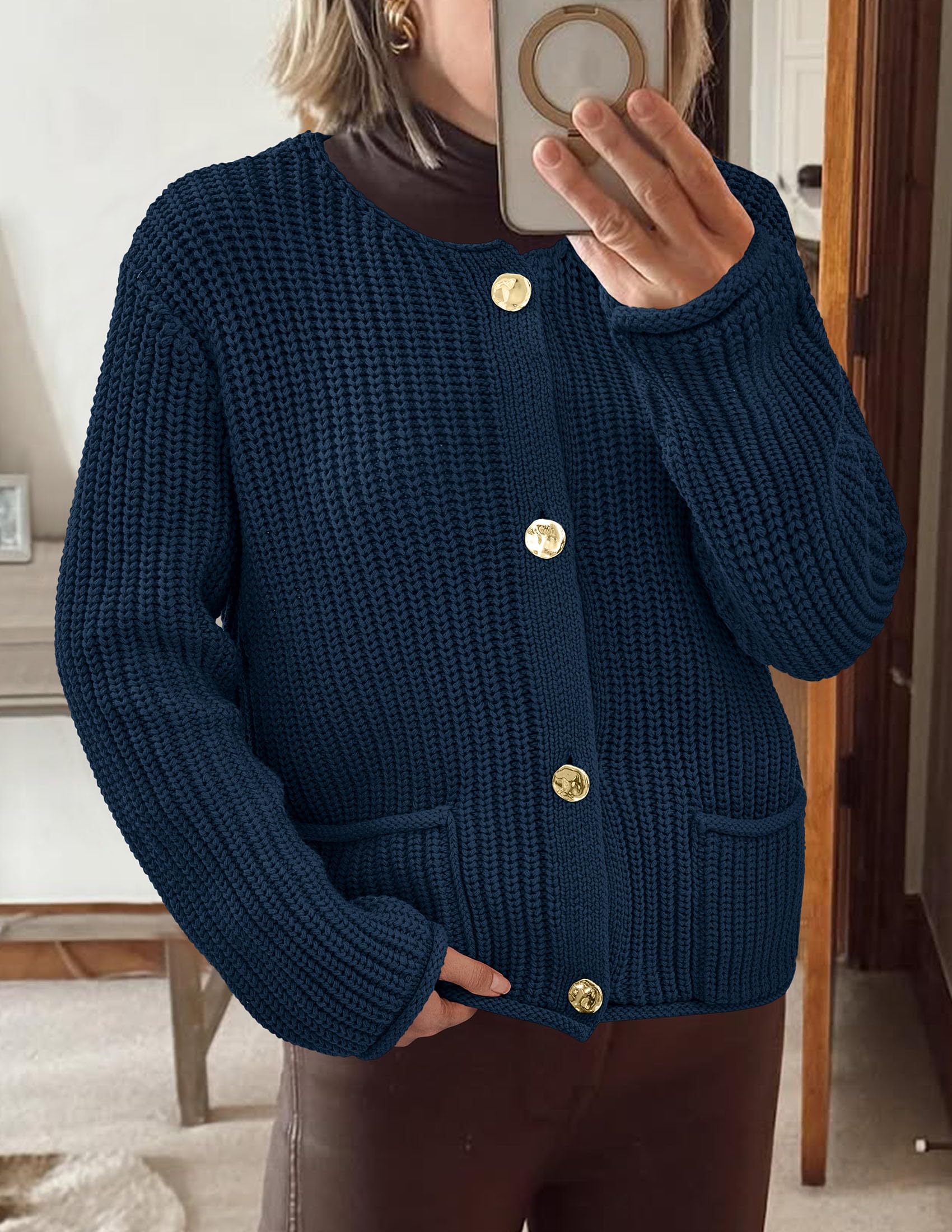 Women Oversized Cardigan Sweaters 2026 Fall Outfits,Navy