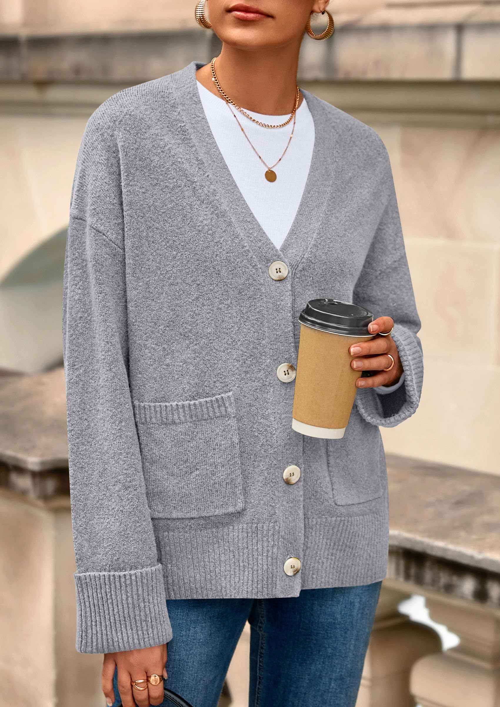 Women's Winter Oversized Cardigan Sweaters (Grey,S)