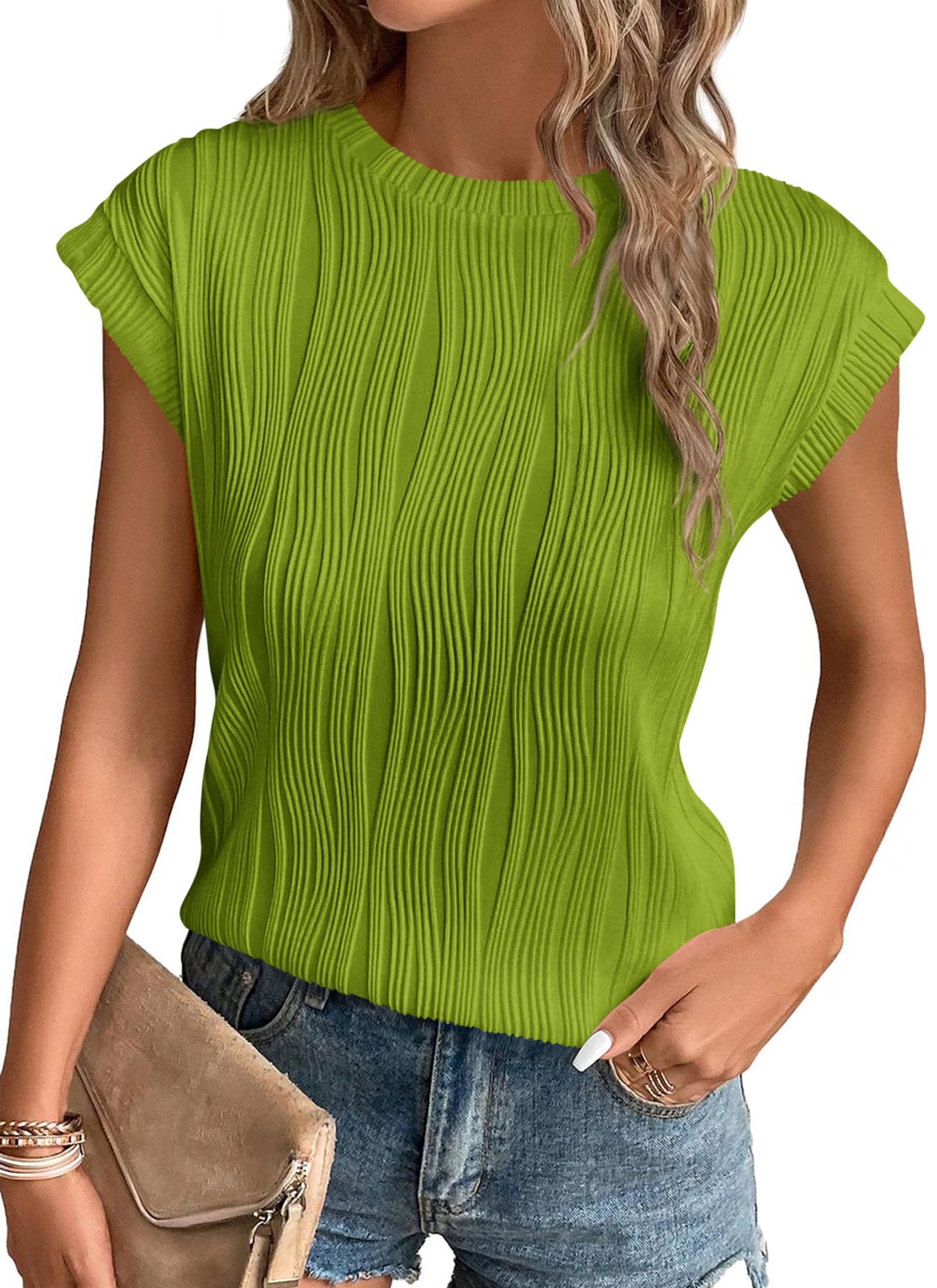 Blouses for Women Dressy Casual Summer Tops, Grass Green,S