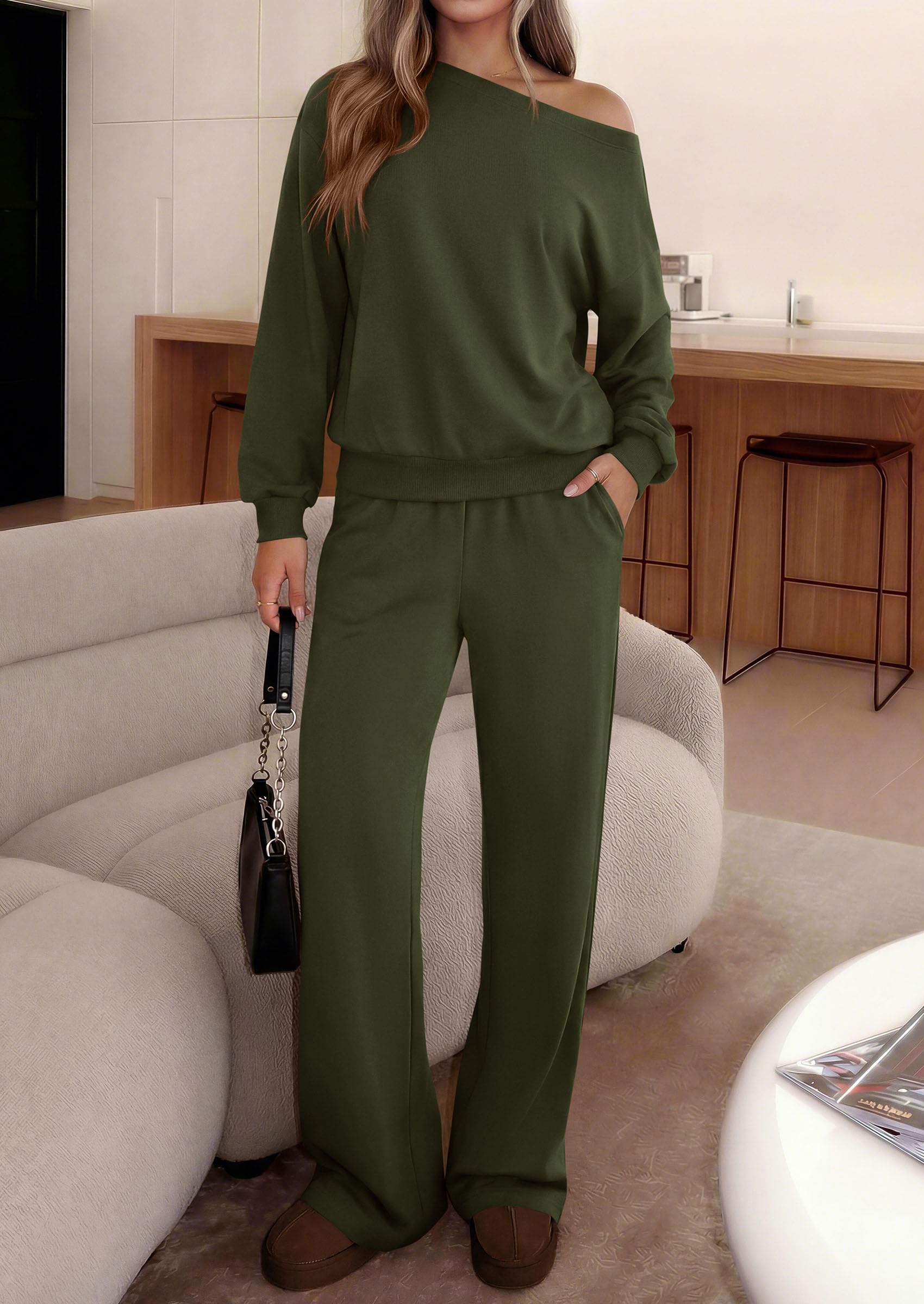 2 Piece Sets for Women Off the Shoulder Matching Lounge Set