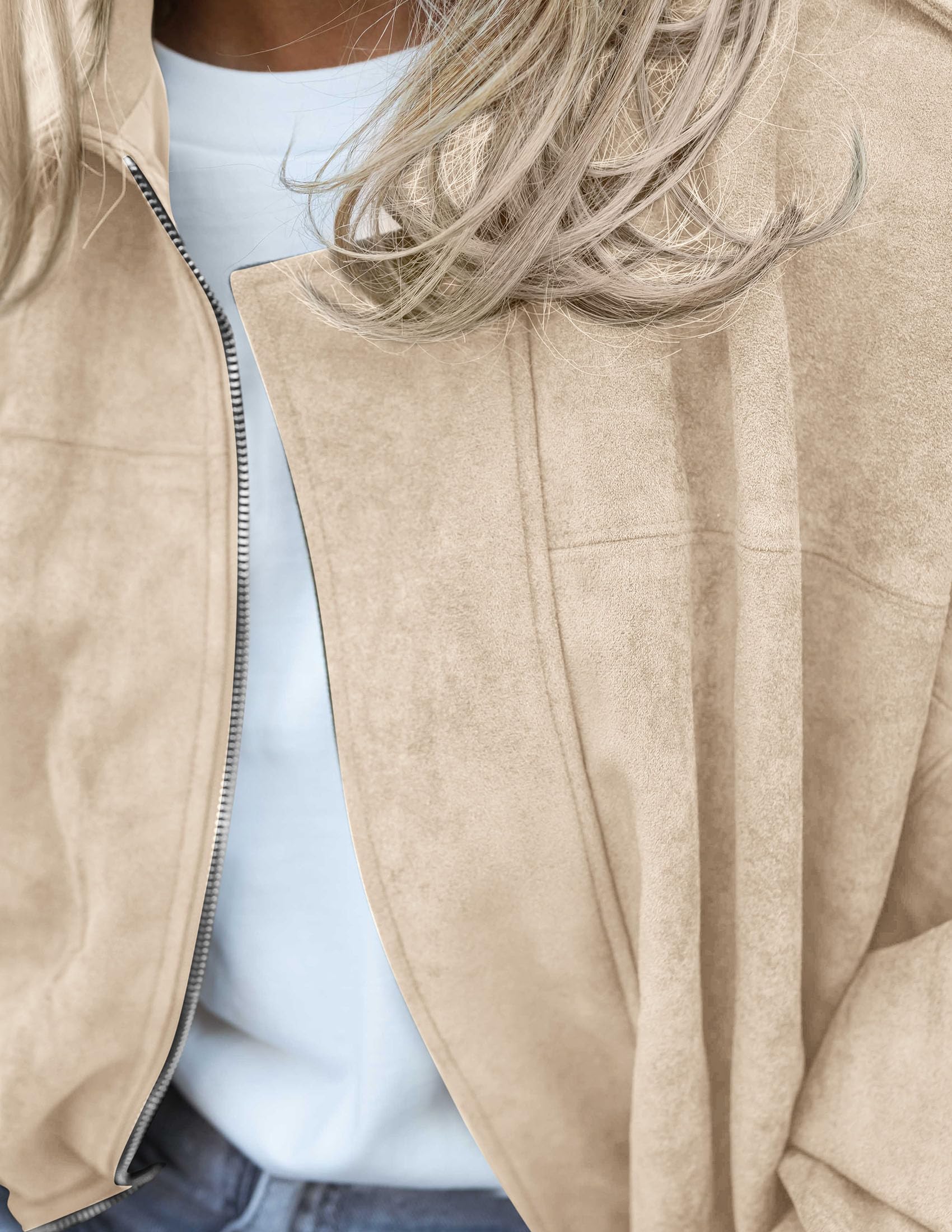 Faux Suede Jacket Women Fall Cropped Western Bomber Jacket