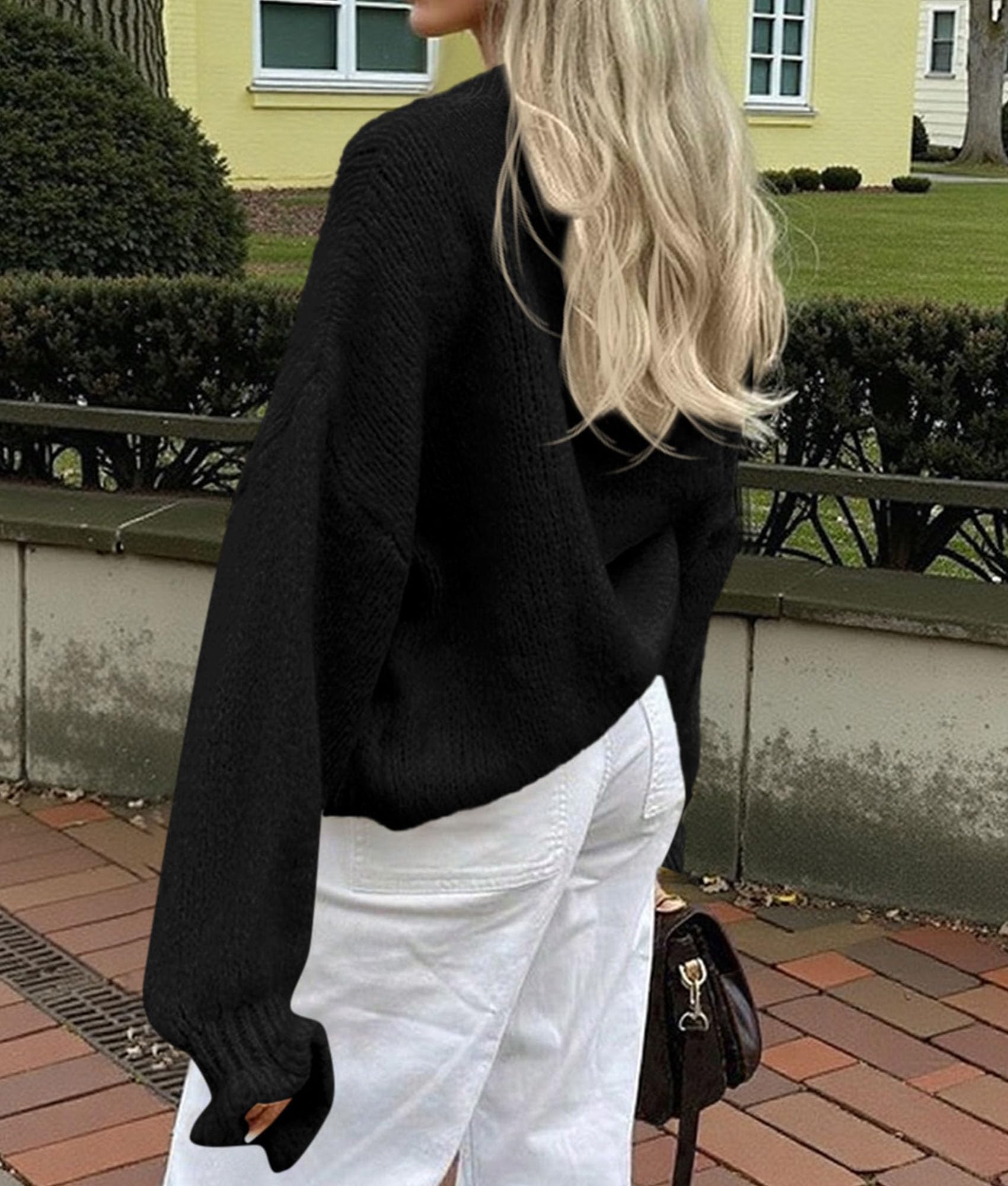 Womens Long Sleeve Chunky Knit Cardigan Sweaters,Black,S