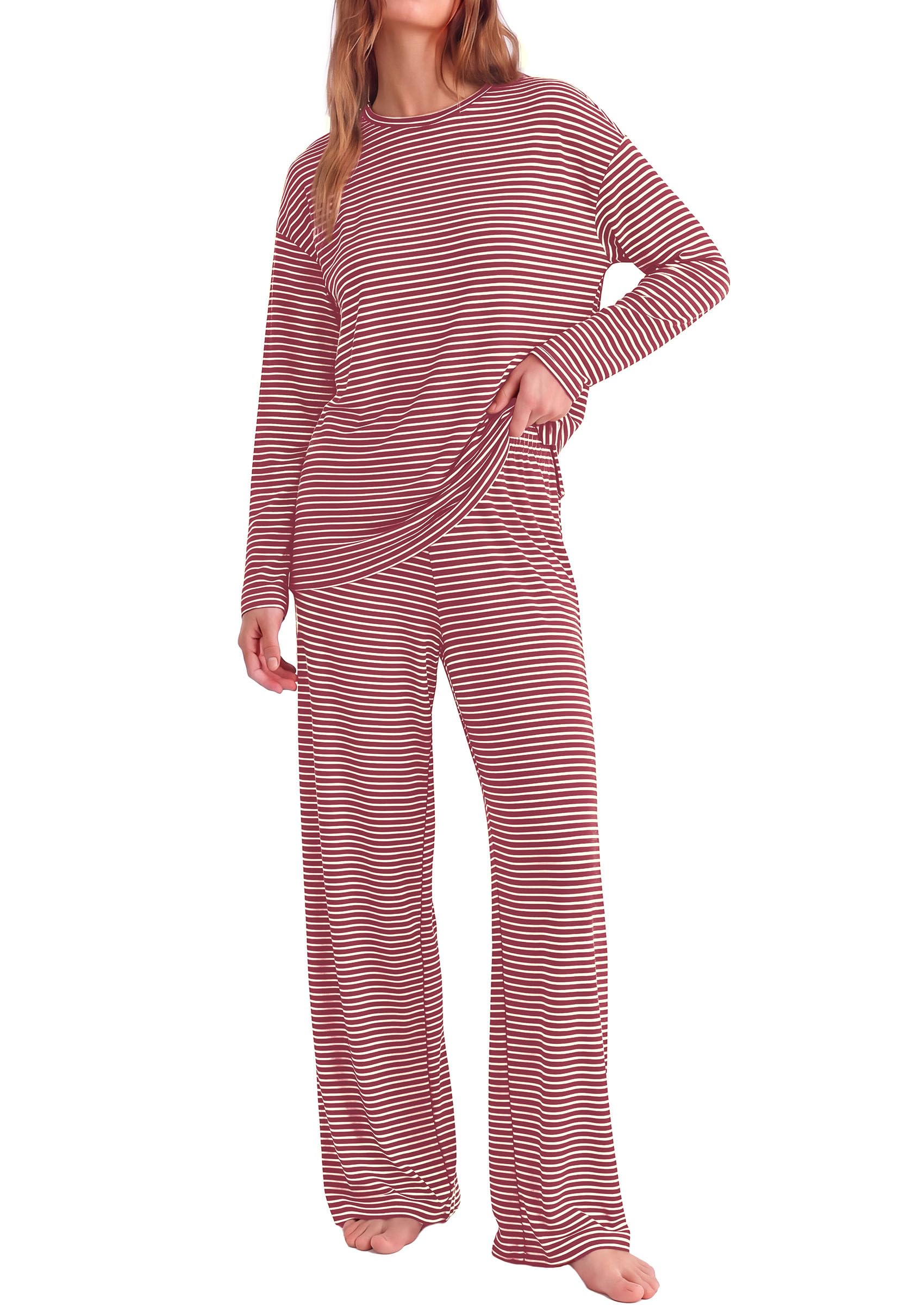 Lounge Sets for Women Fall Striped Matching Comfy Pajama Sets