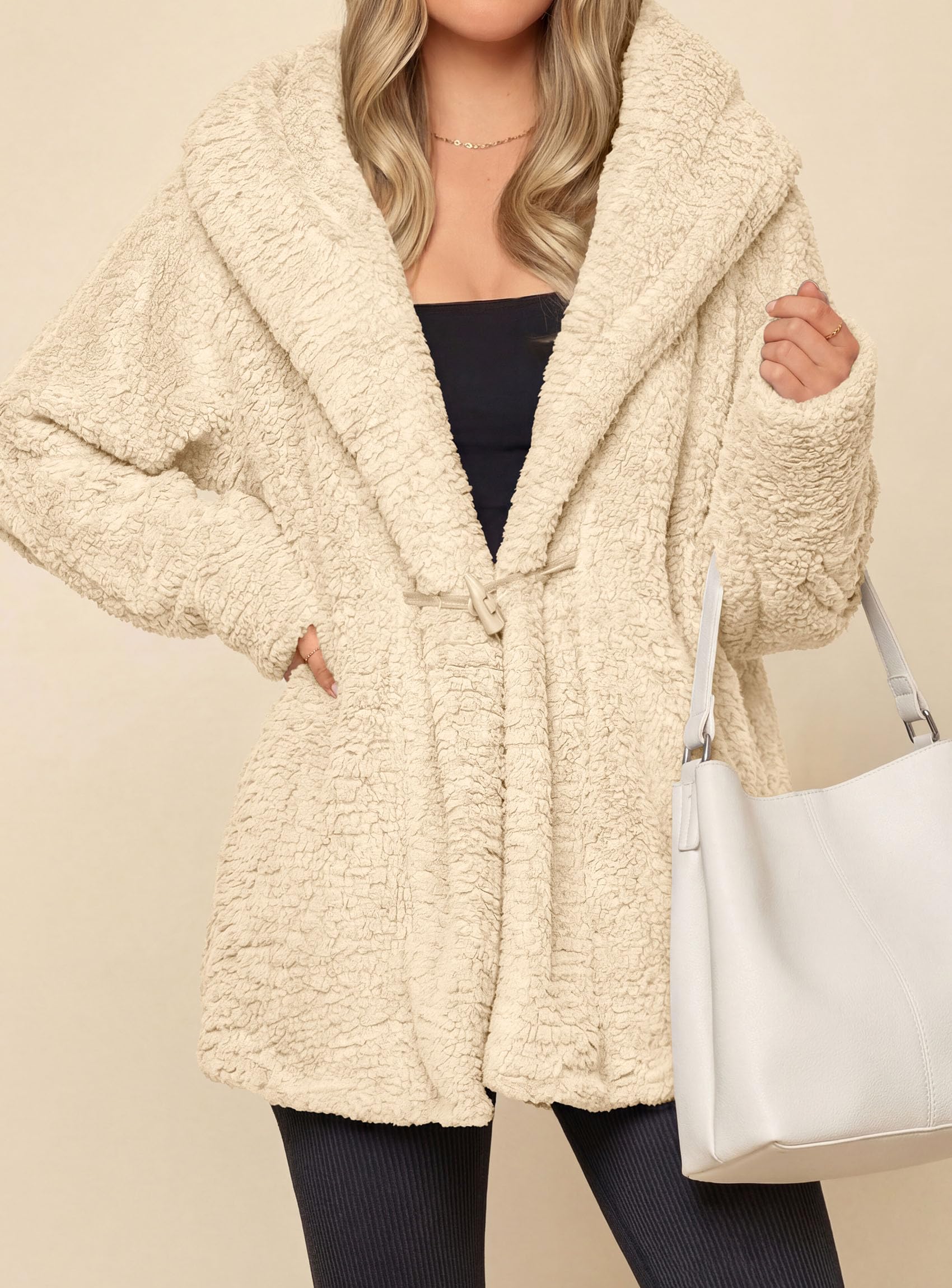 Women's Winter Warm Coats Hooded Faux Fur Sherpa Jacket
